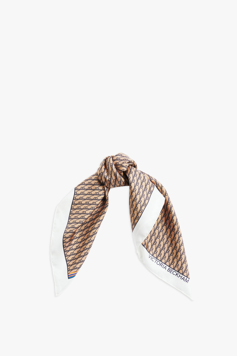 Silk Foulard in Camel Monogram 3