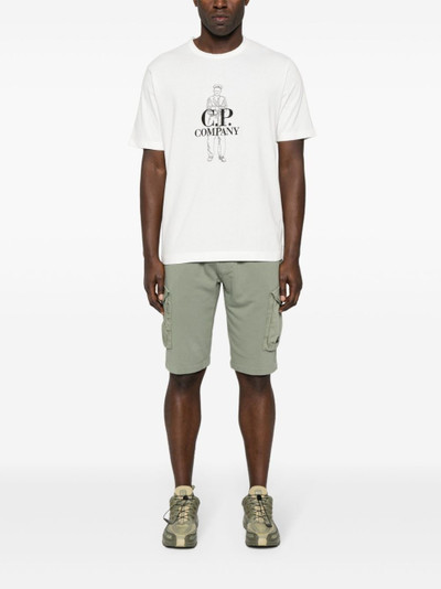 C.P. Company logo-embroidered cotton fleece shorts outlook
