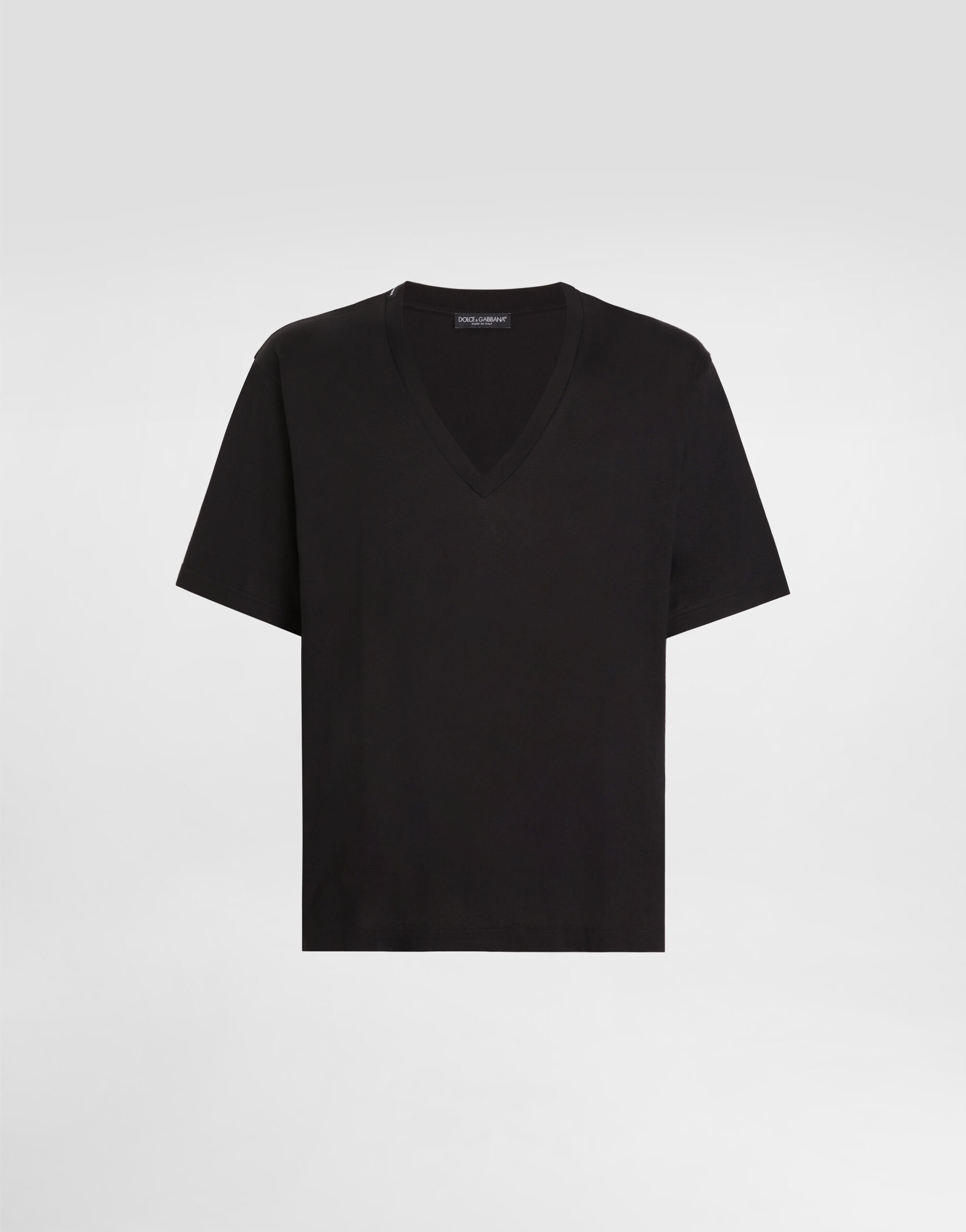 Cotton V-neck T-shirt - 1