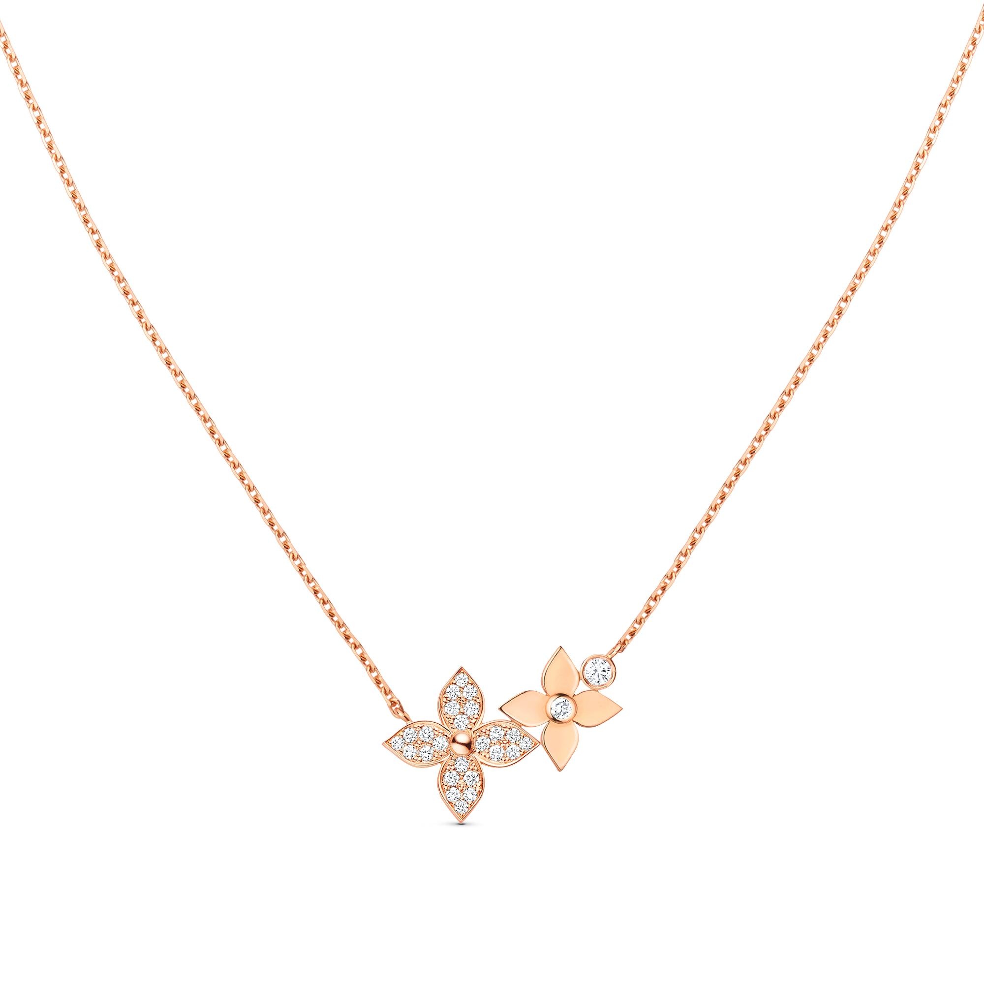 Star Blossom Necklace, Pink Gold And Diamonds - 1