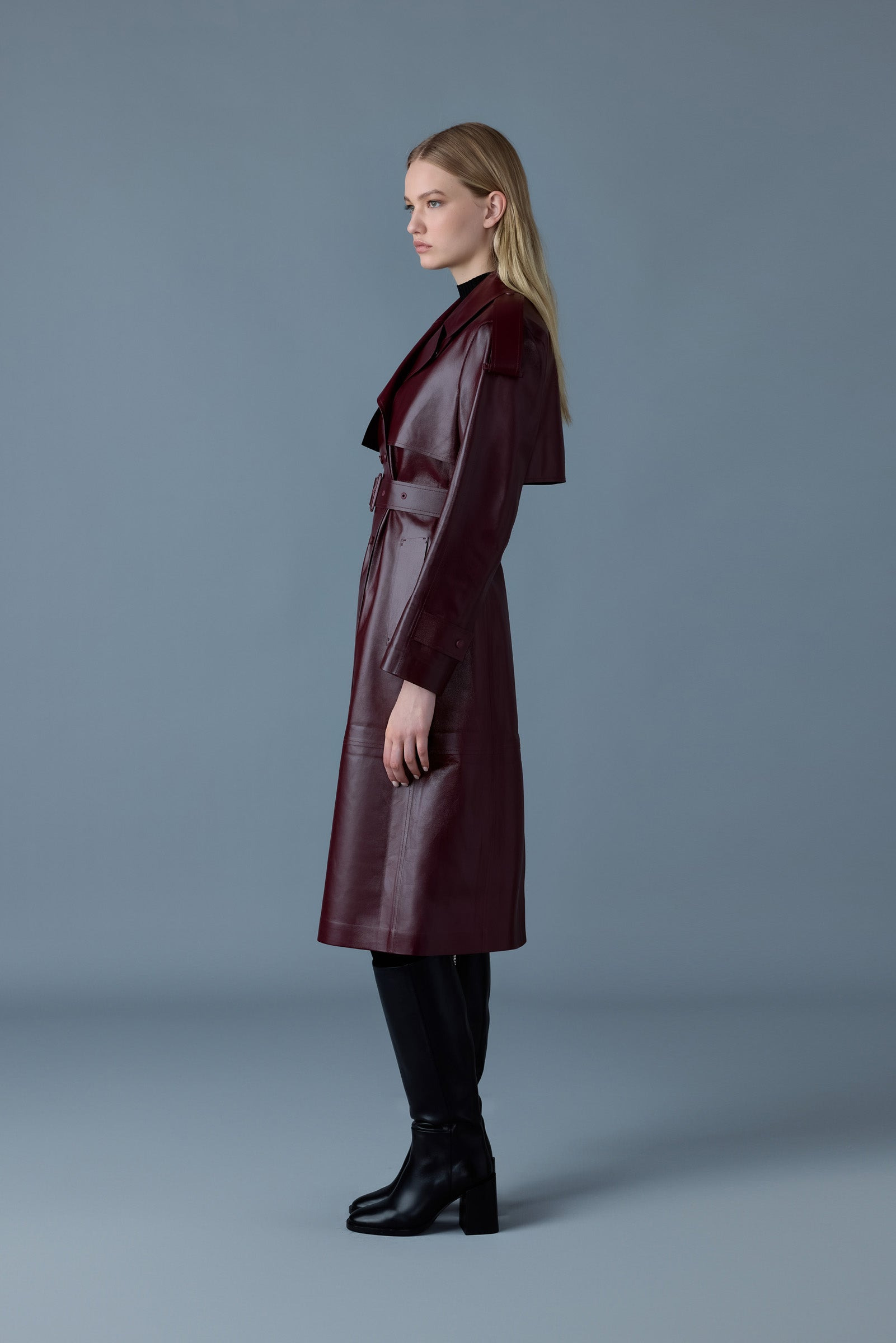 CARMELA Leather Trench with Belt - 3