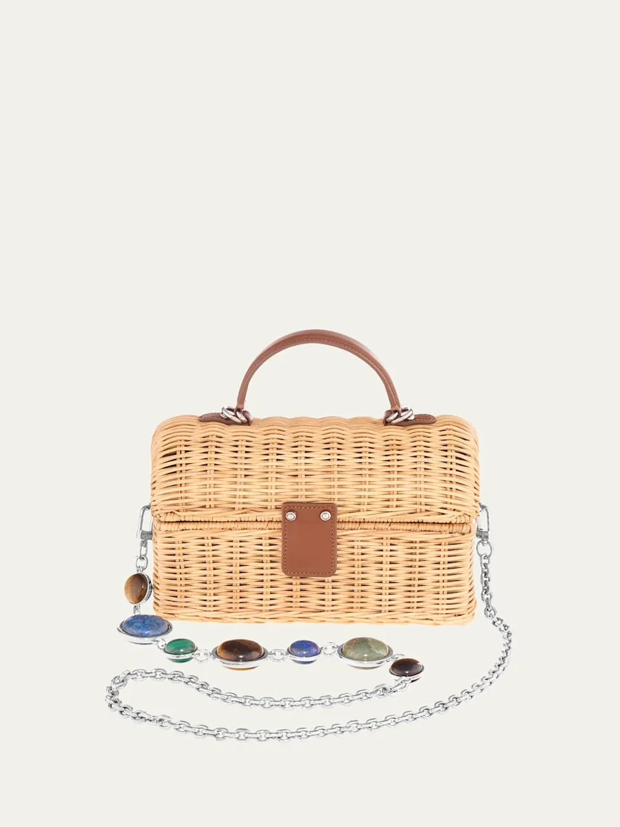 Isla Rattan Basket Top-Handle Bag - 1