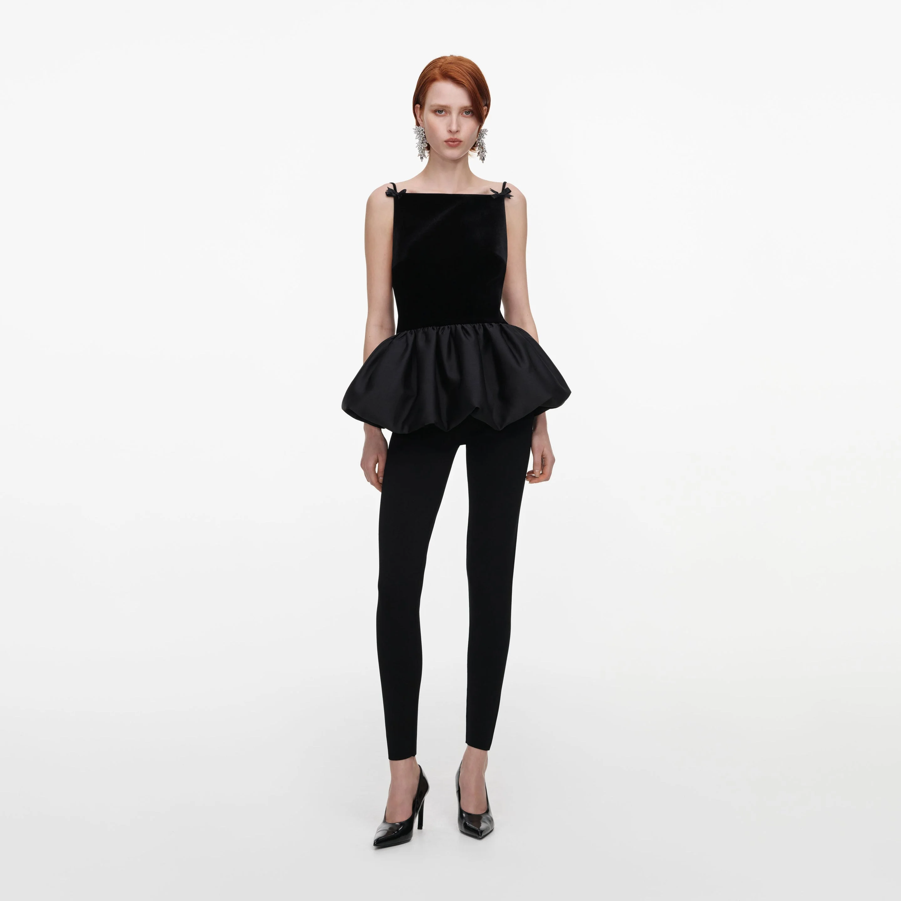 Black Panel Knit Leggings - 1