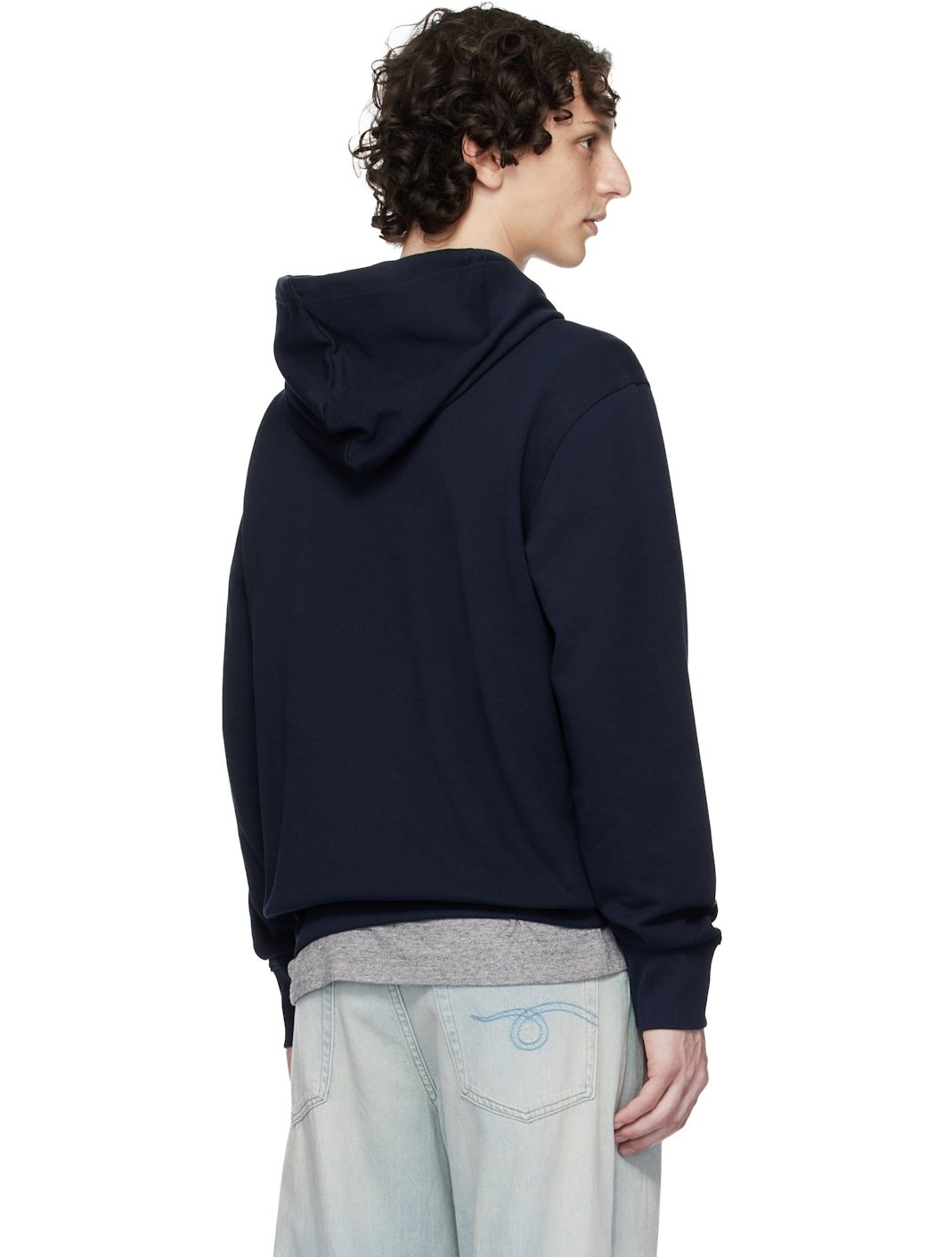 Navy Relaxed-Fit Large Logo Hoodie - 3
