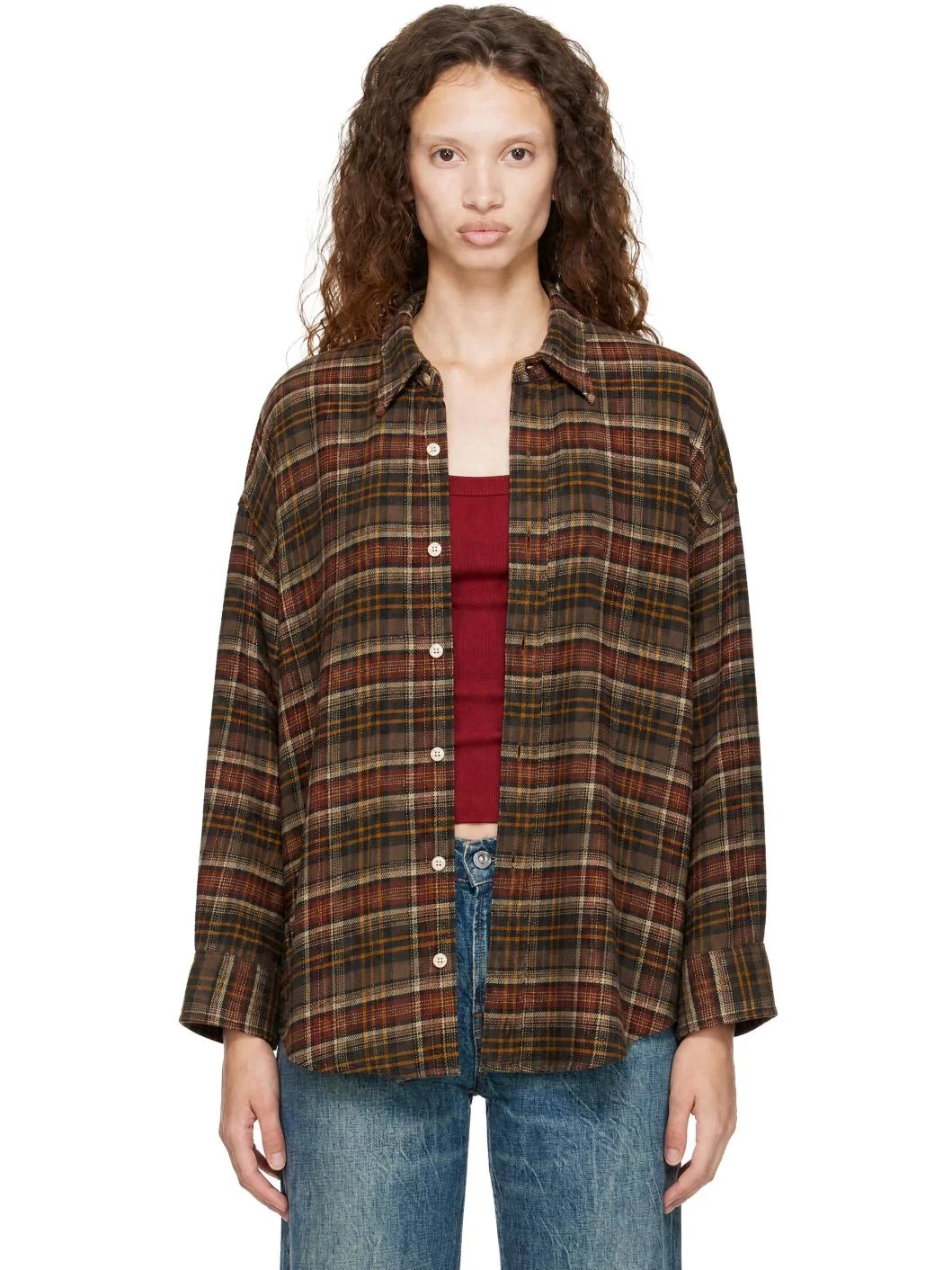 Brown Drop Neck Shirt - 1