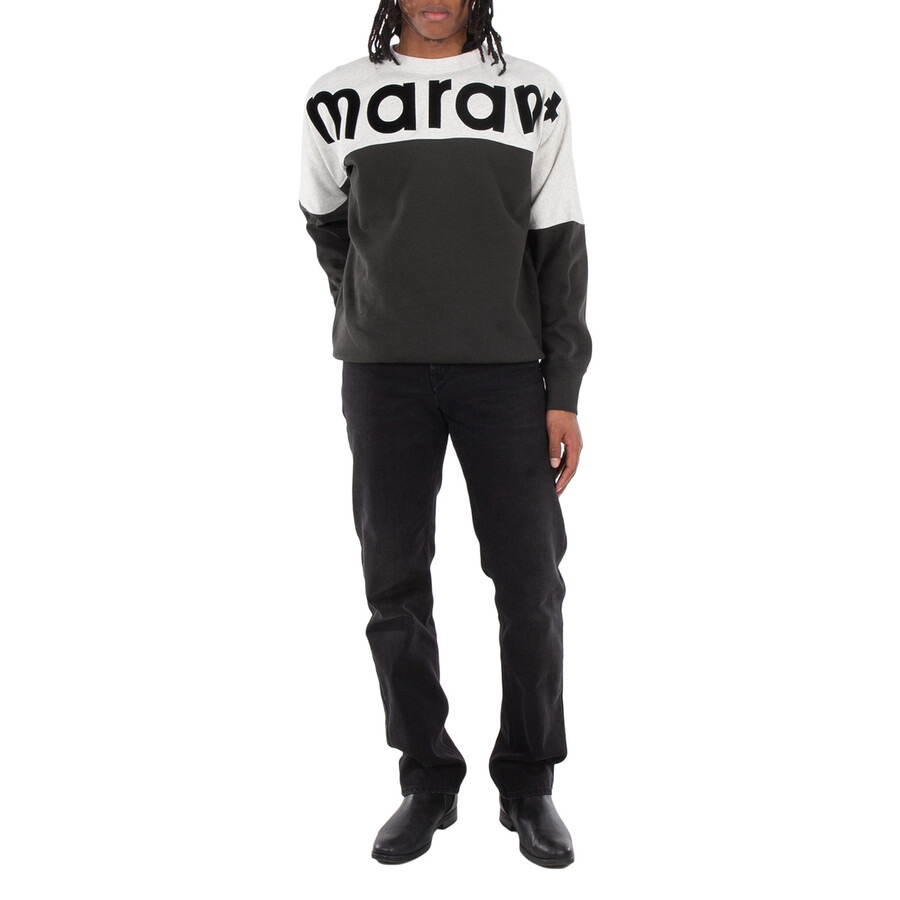 Isabel Marant Men's Faded Black Howley Logo Printed Sweatshirt - 4