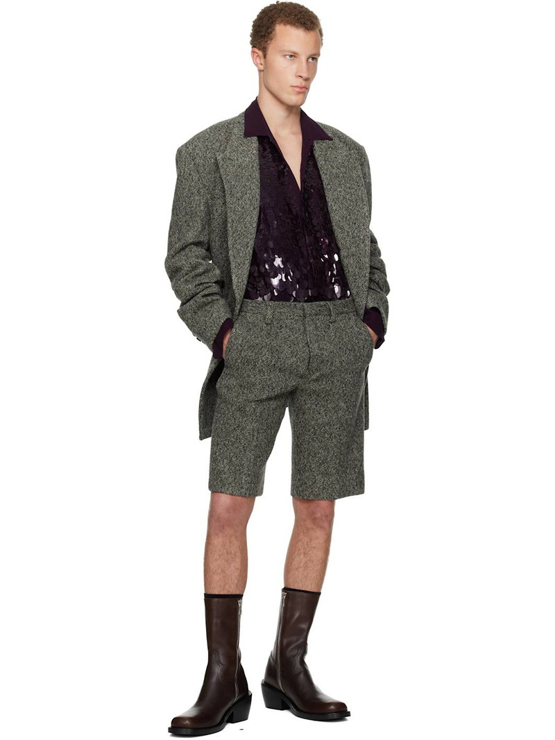 Dries Van Noten Gray Tailored Wool Shorts outlook