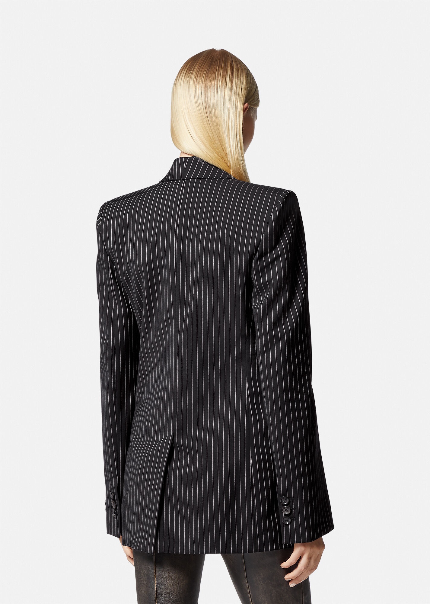 Pinstriped Single-Breasted Blazer - 4