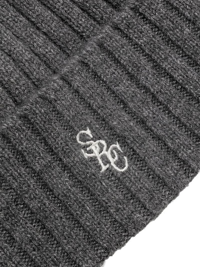 Sporty & Rich ribbed logo-embroidered beanie hay outlook