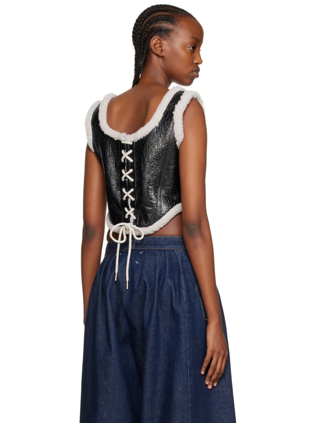 Black 'The Laminated' Leather Tank Top - 3