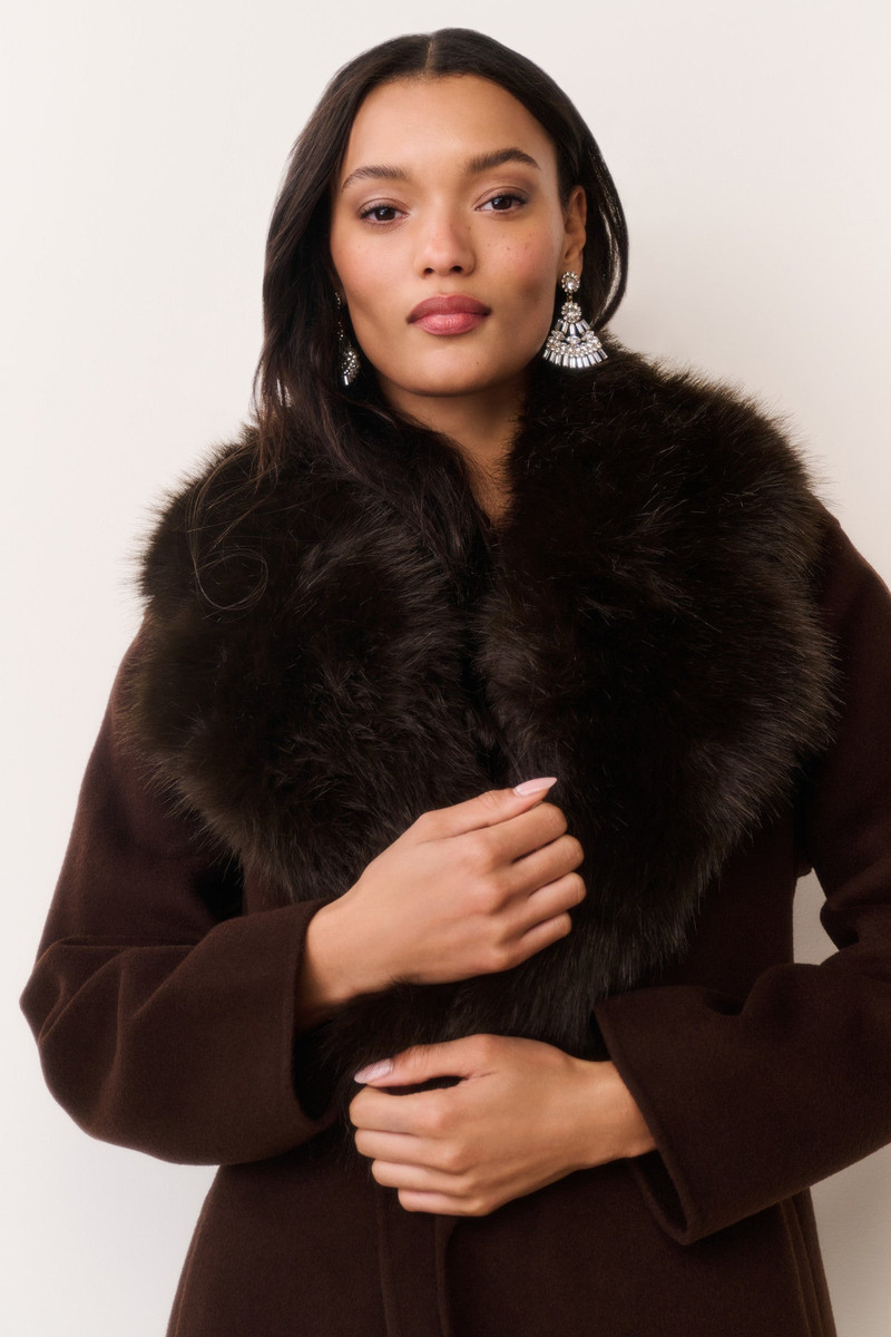 Kenzia Faux Fur Collar Wool Coat 3