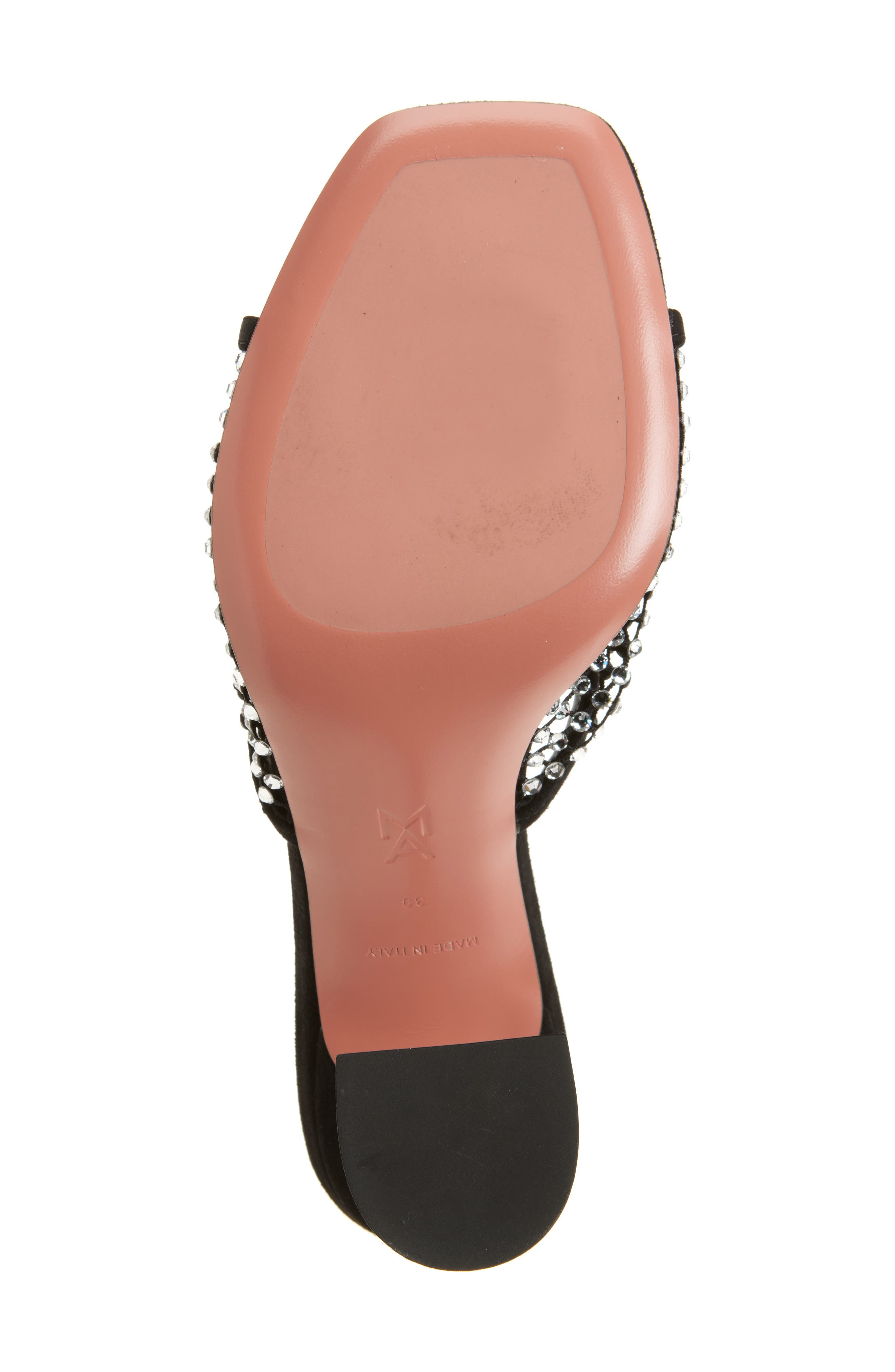 Amina Muaddi Lupita Crystal Slide Sandal in Suede Black/White Crystal at Nordstrom - 6