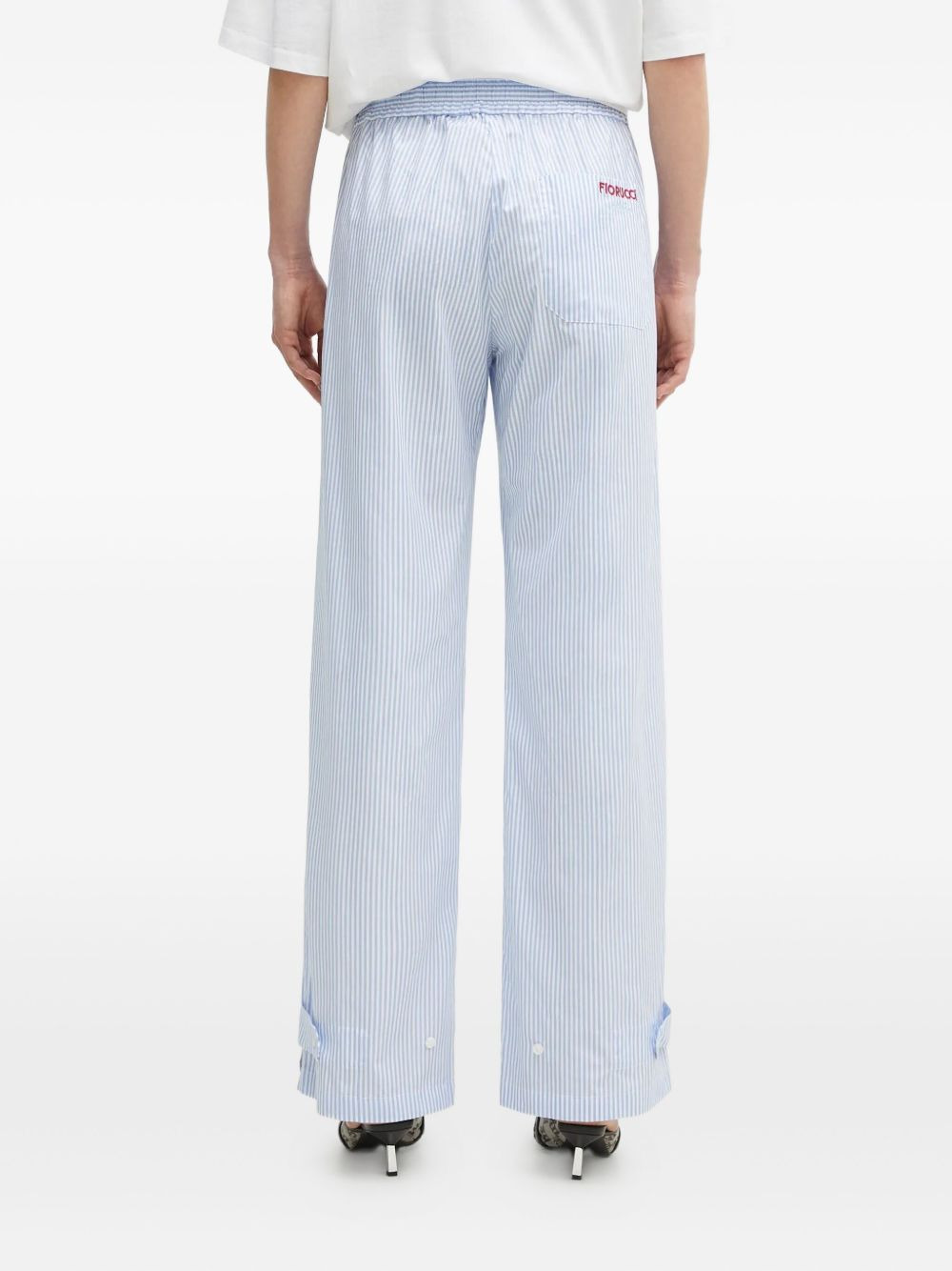 striped button-fastening trousers - 3