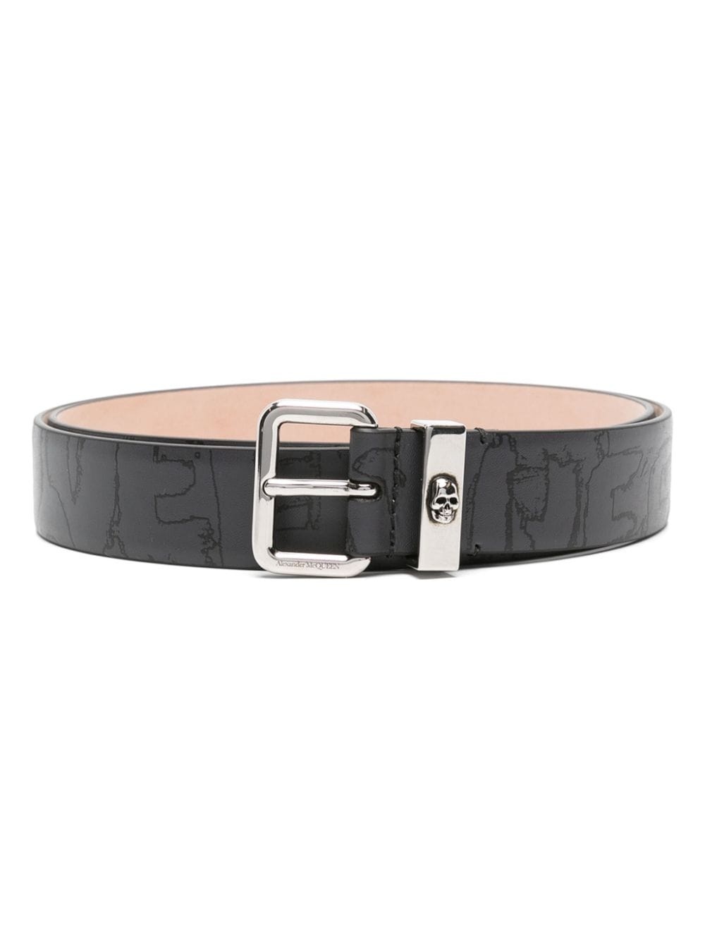 logo-print leather belt - 1