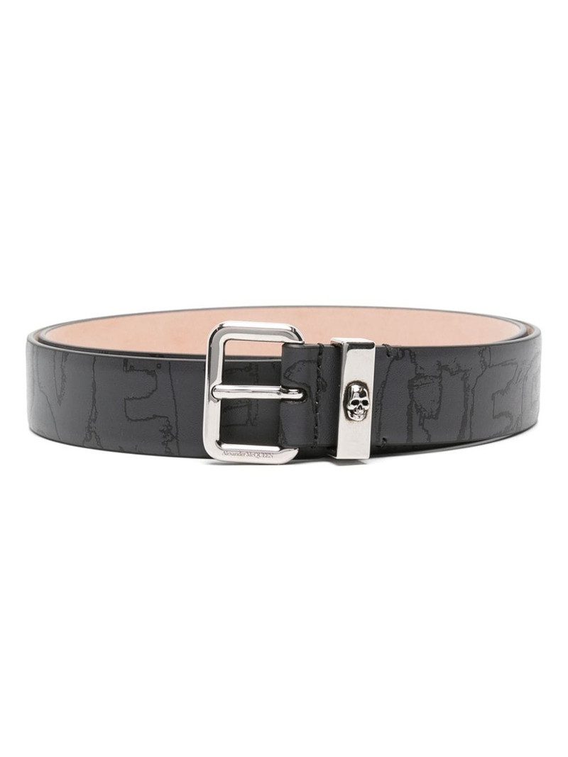 logo-print leather belt 1