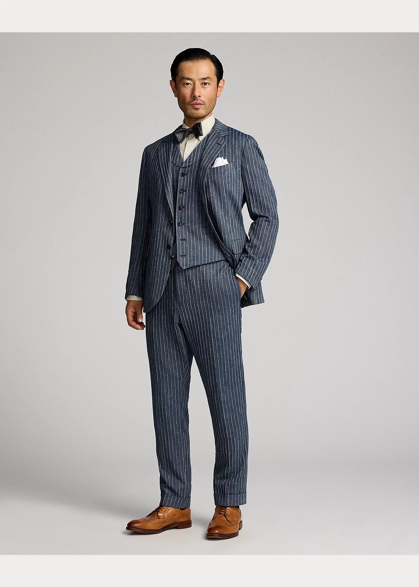 Slim Striped Herringbone Suit Trouser - 6