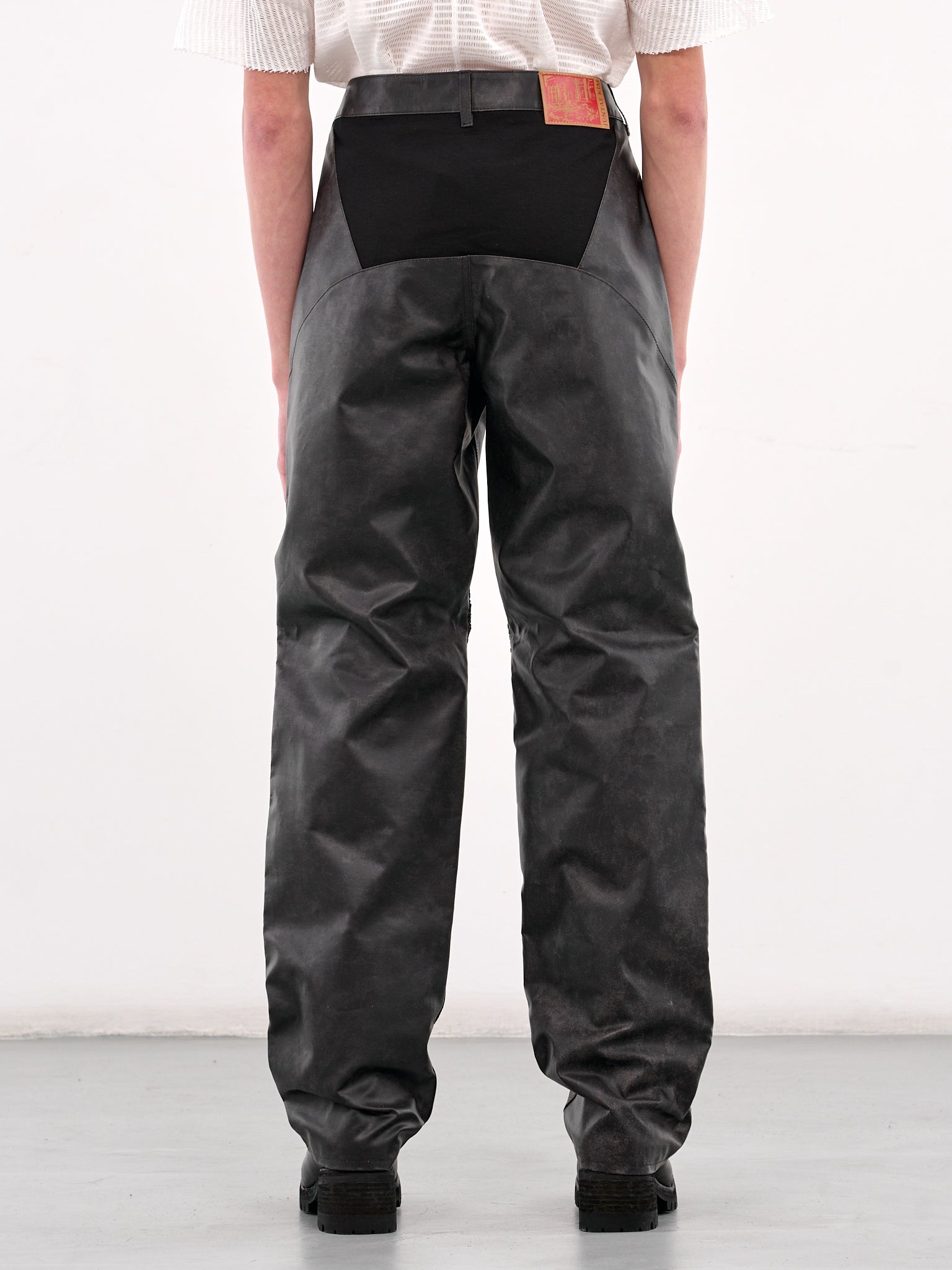 Embossing Faux Leather Trousers - 3