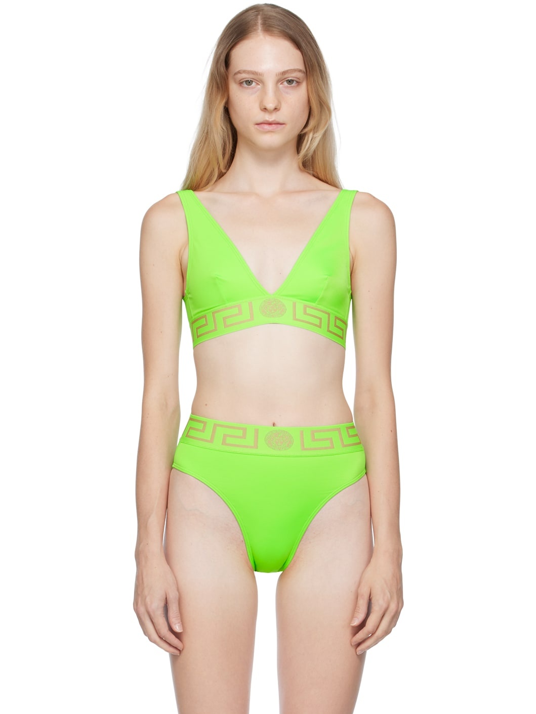 Green Greca Bikini Top - 1