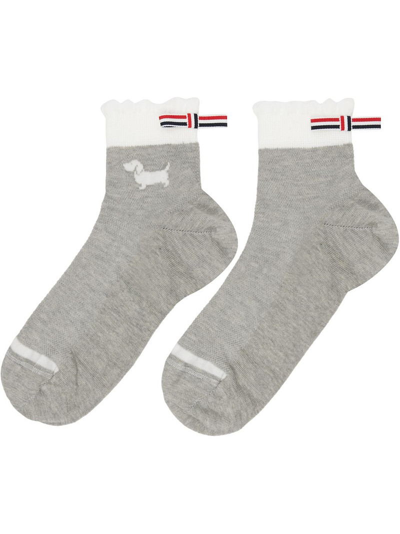 Thom Browne Gray Pointelle Stitch Hector Crew Socks outlook