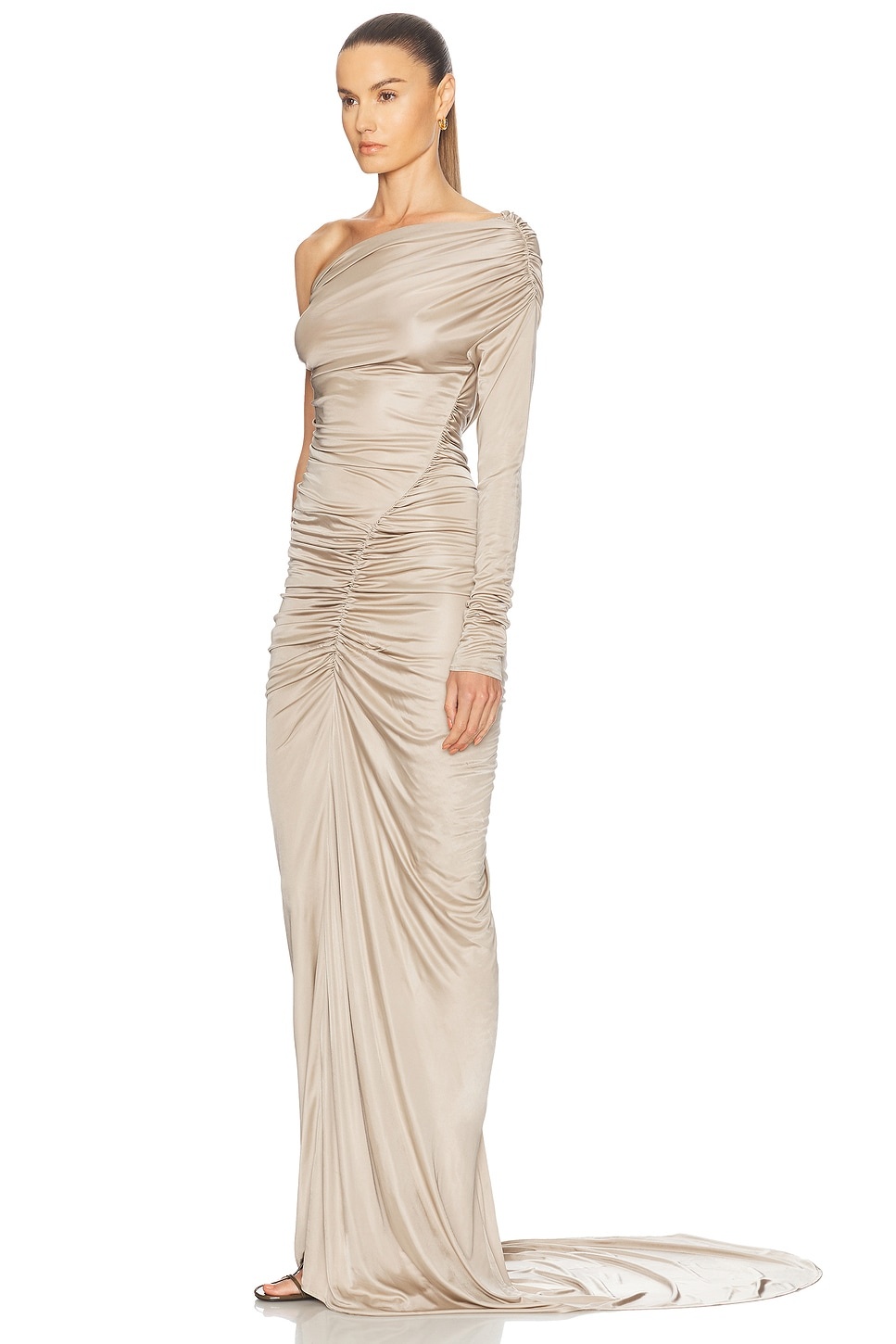 One Sleeve Ruched Gown - 3
