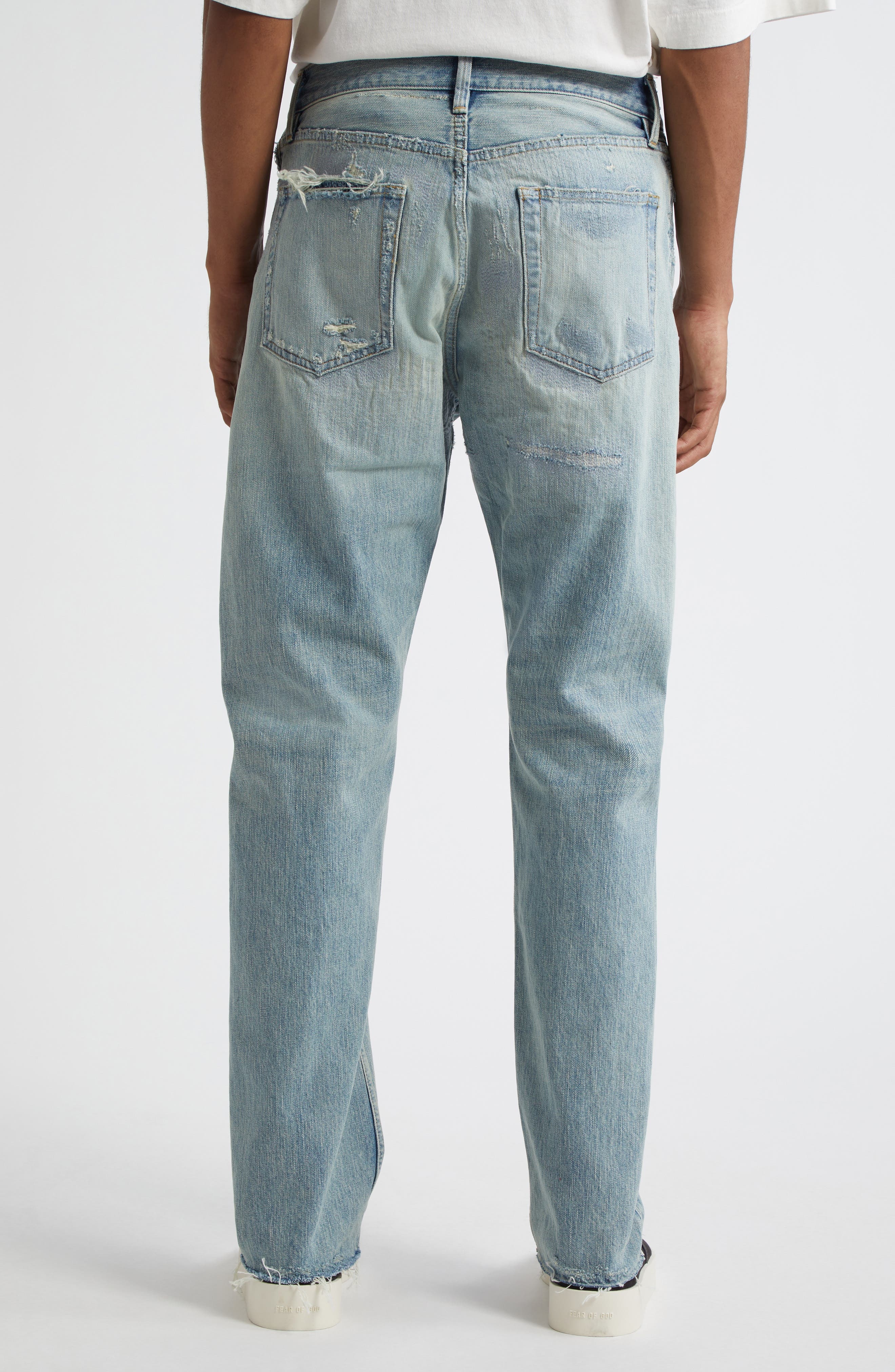 Fear of God Rip & Repair Straight Leg Jeans in Repaired Indigo 2 at Nordstrom - 3
