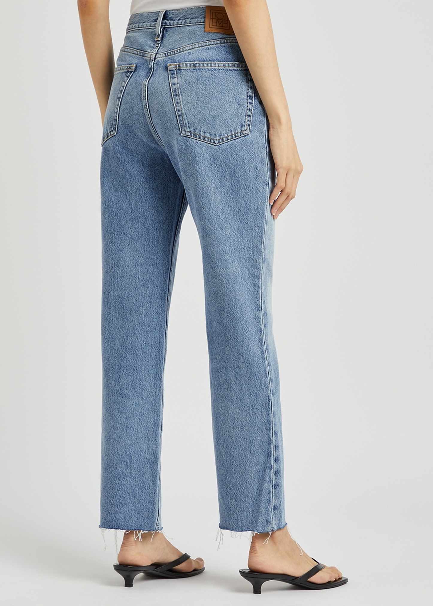 Blue cropped straight-leg jeans - 3