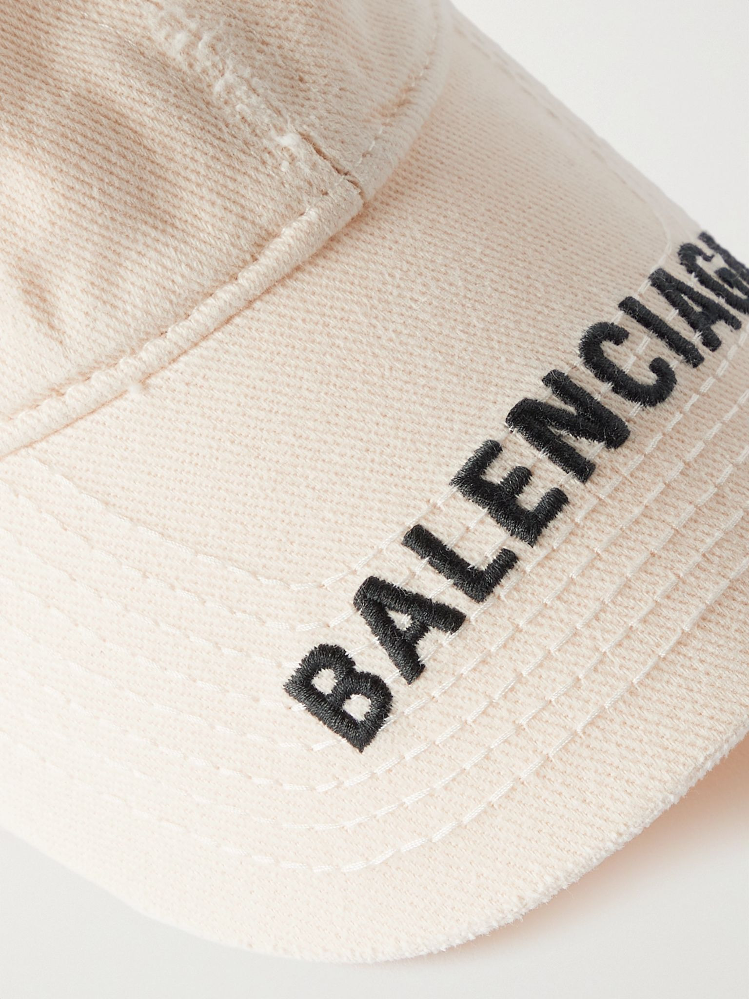 Embroidered distressed cotton-twill baseball cap White - 4