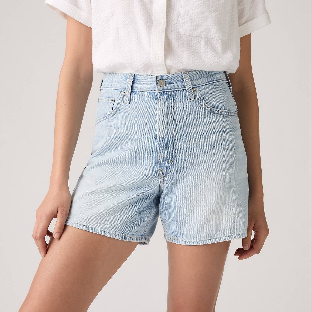 HIGH RISE CINCH MID-THIGH WOMEN'S SHORTS - 6
