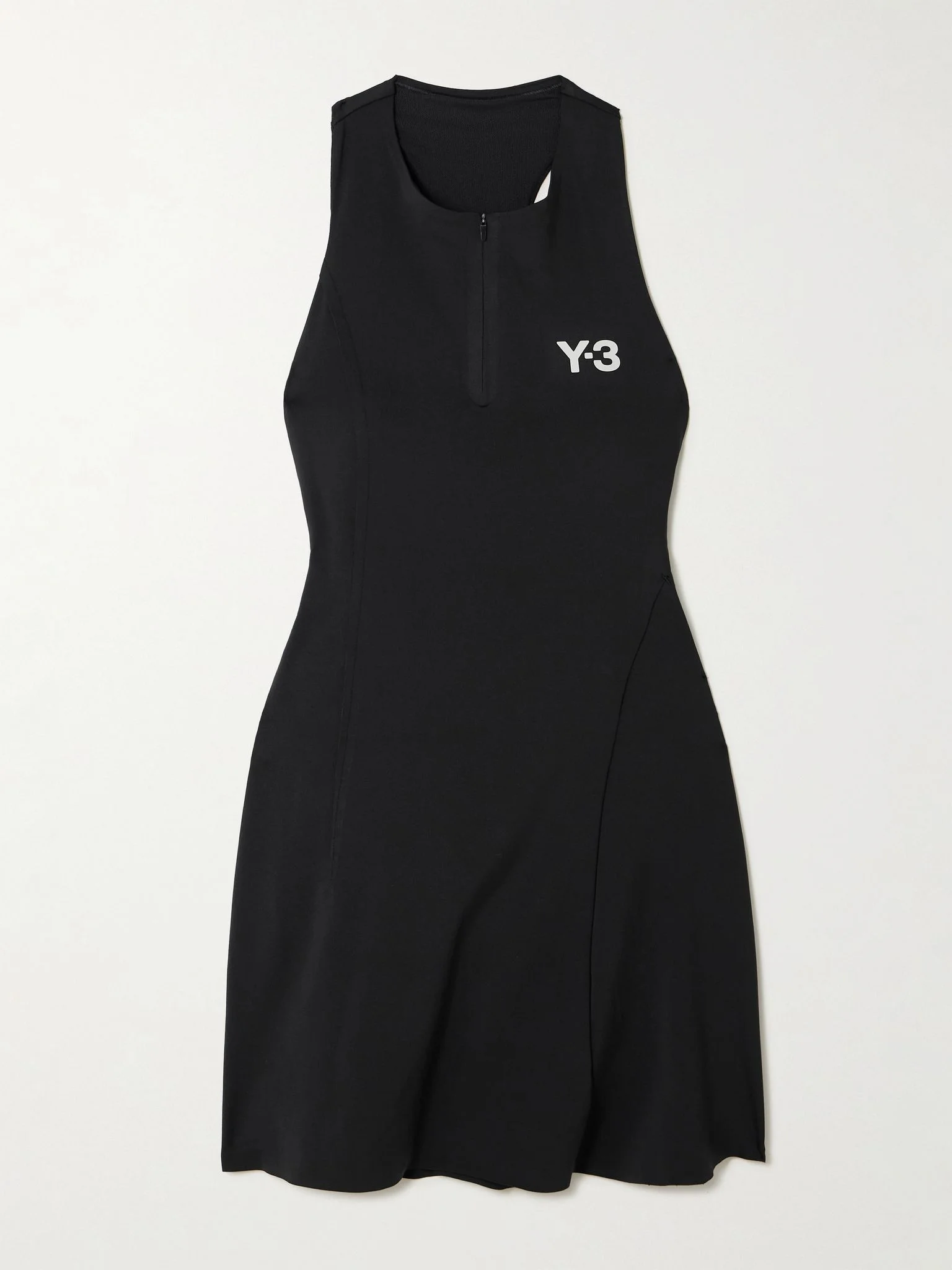 + Y-3 layered cutout recycled stretch-jersey tennis dress Black - 1