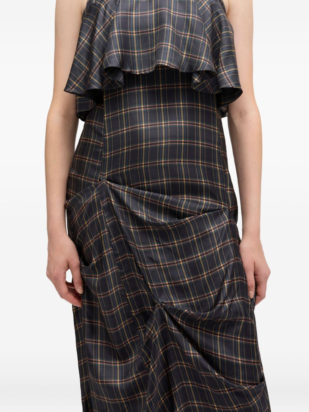 ruffled checked midi dress - 4