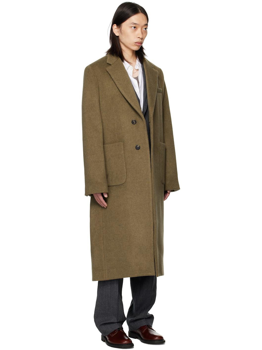 Khaki Robe Over Coat - 2