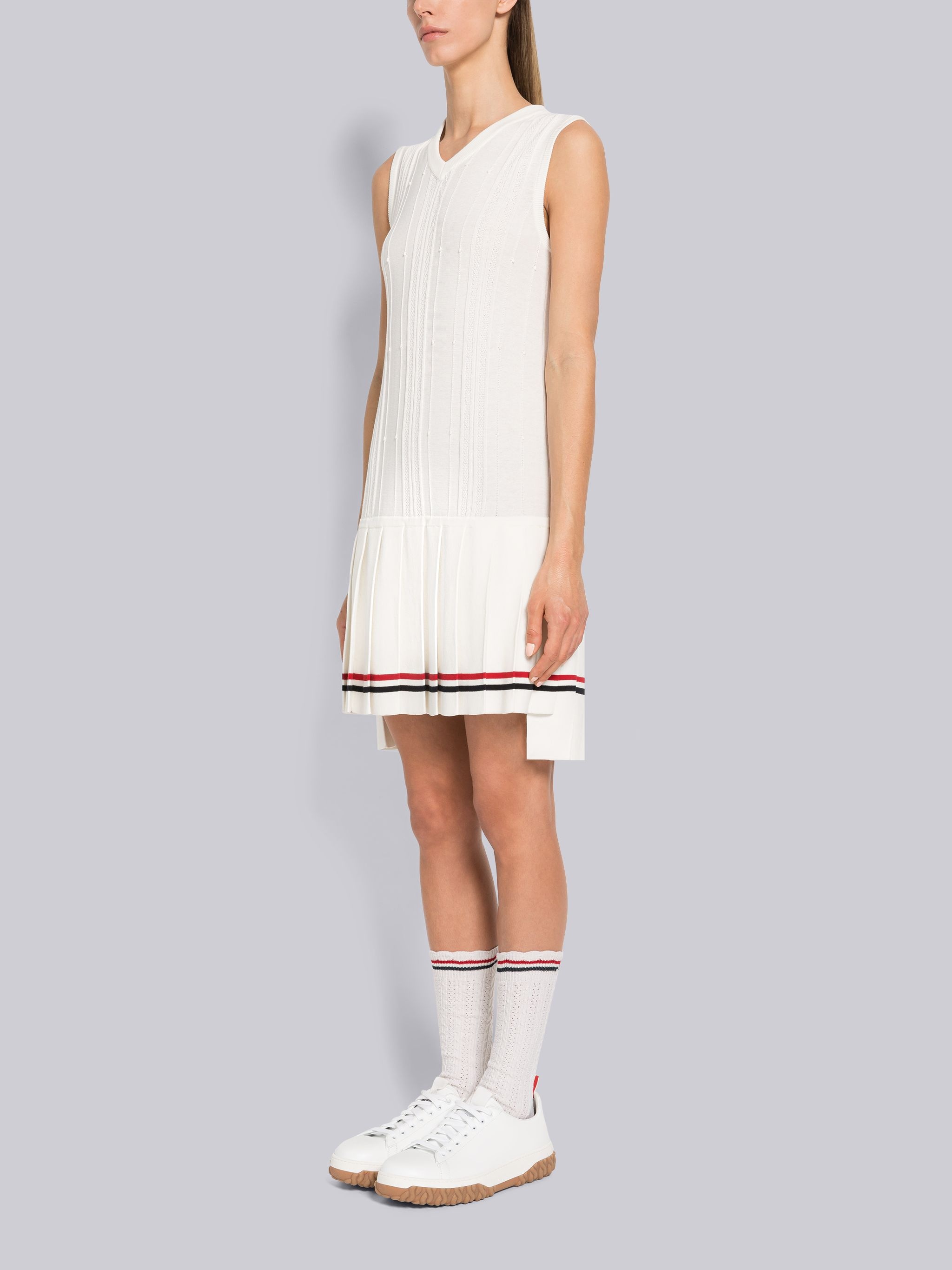 High Twist Cotton Cricket Stripe Sleeveless Tennis Dress - 2