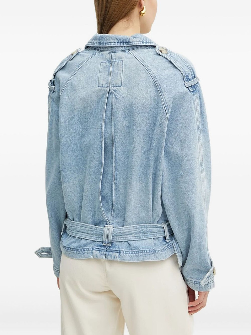 BOSS double-breasted belted denim jacket outlook