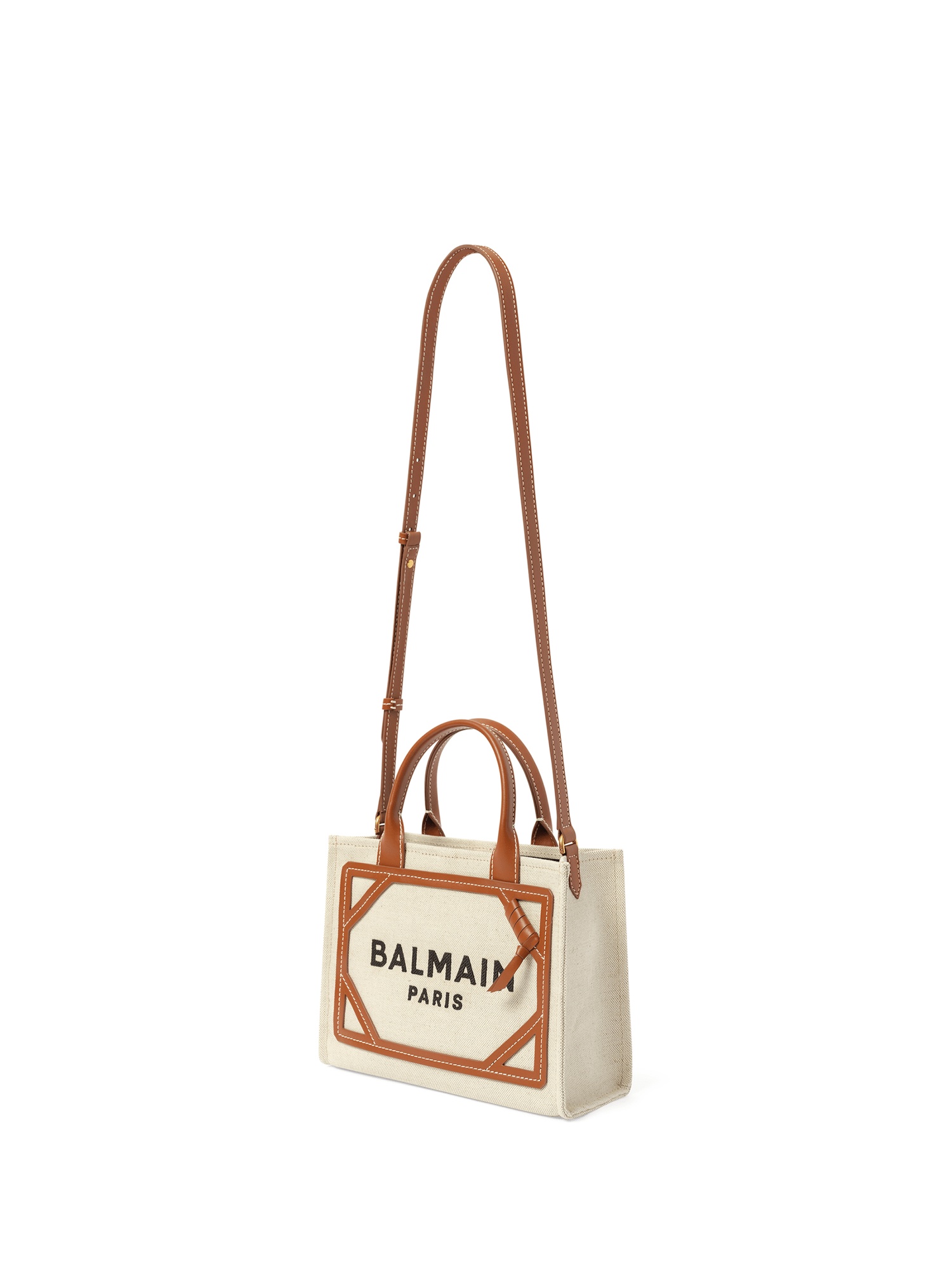 B-Army Small Canvas  Shopper Bag in Natural/Brown - 2