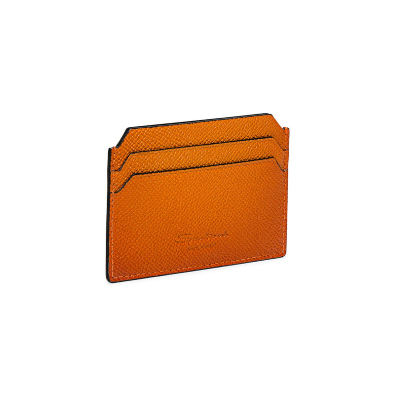 Orange saffiano leather credit card holder 5