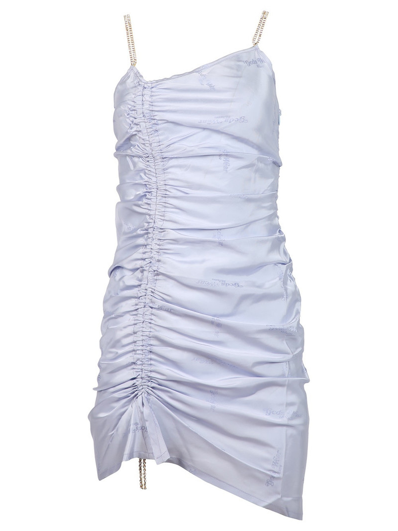 Asymmetrical Gathered Logo Dress New Light Blue 1