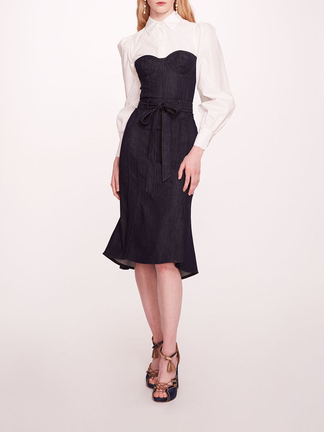 DENIM POPLIN SHIRT DRESS - 1
