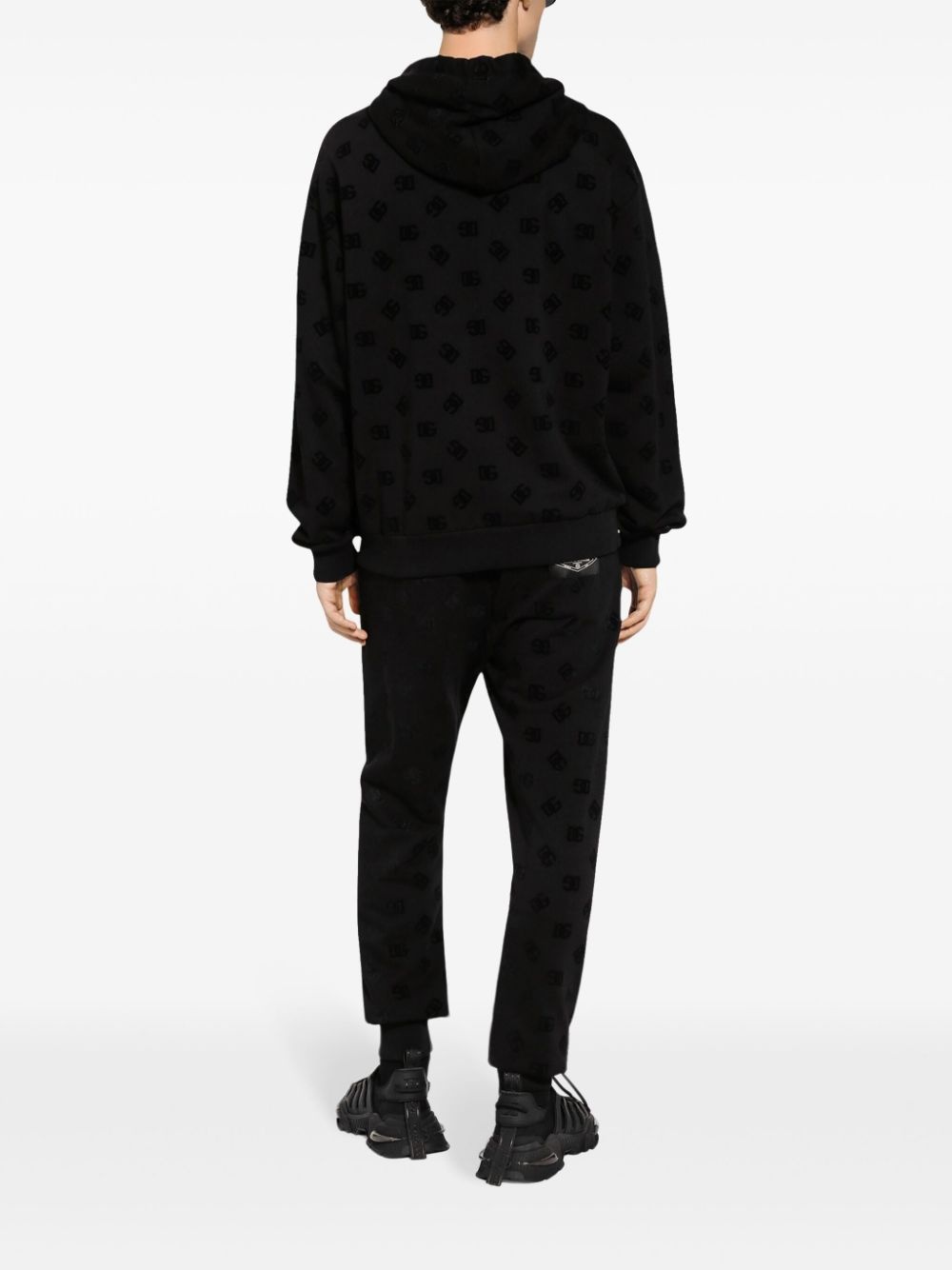 monogram-embossed cotton track pants - 4