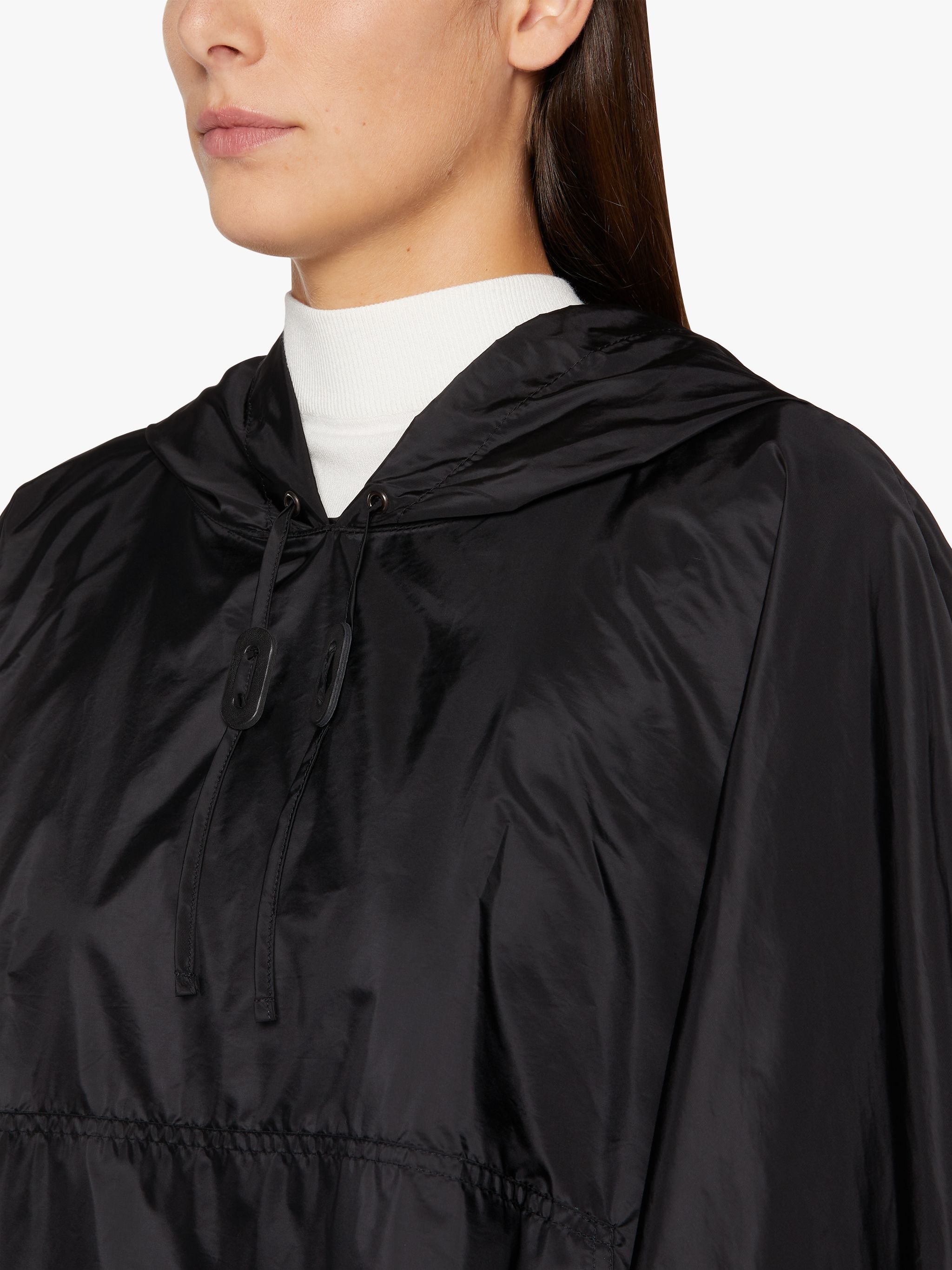 ALNESS BLACK NYLON HOODED PONCHO | LMC-063 - 5