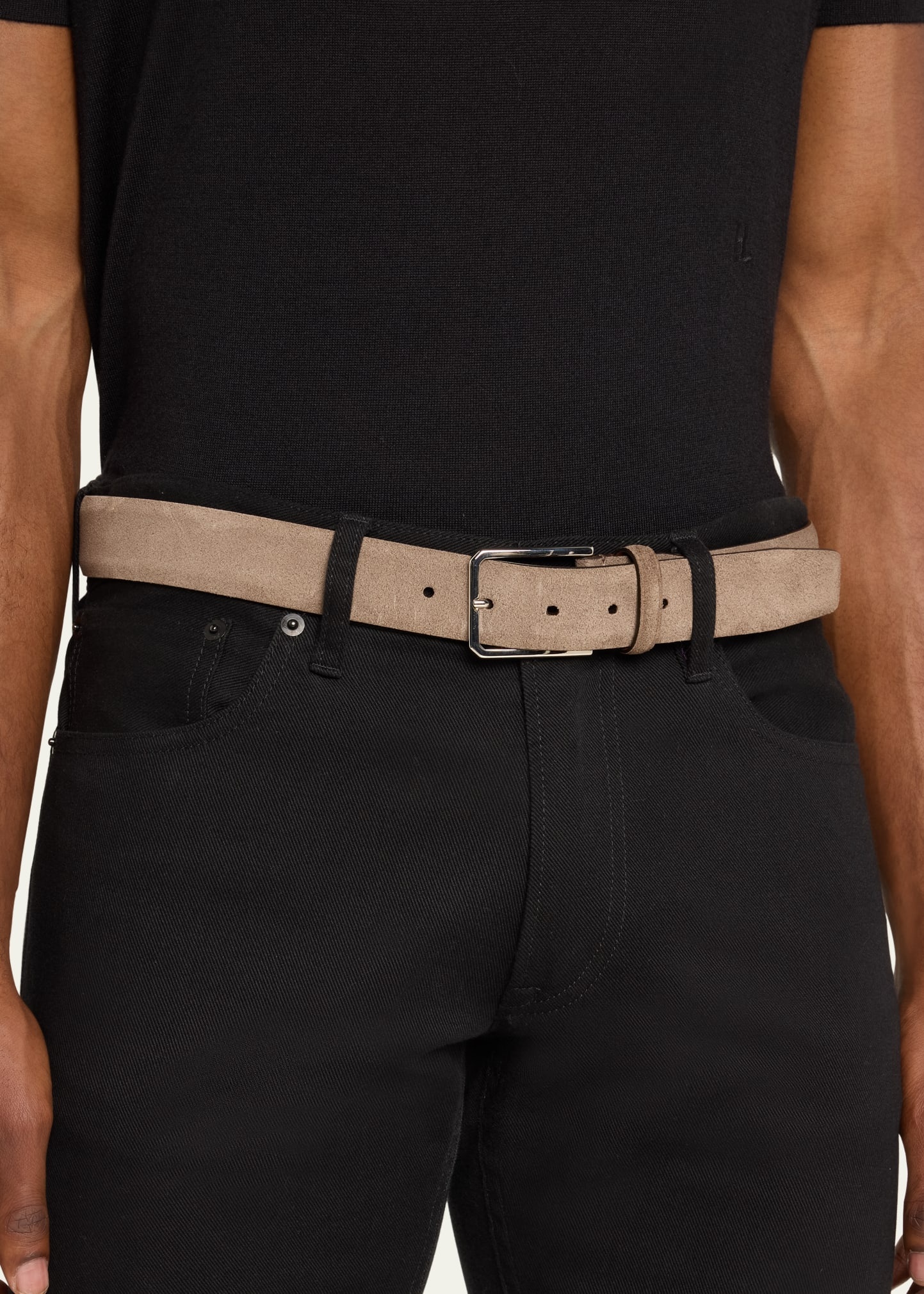 Men's Suede Square-Buckle Belt - 2