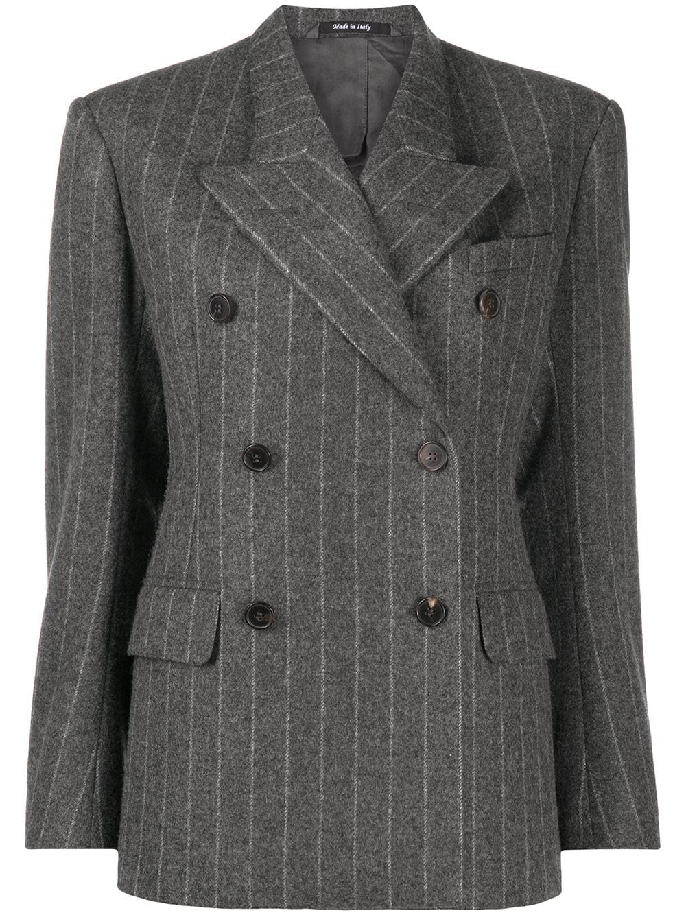 pinstripe double-breasted blazer jacket - 1