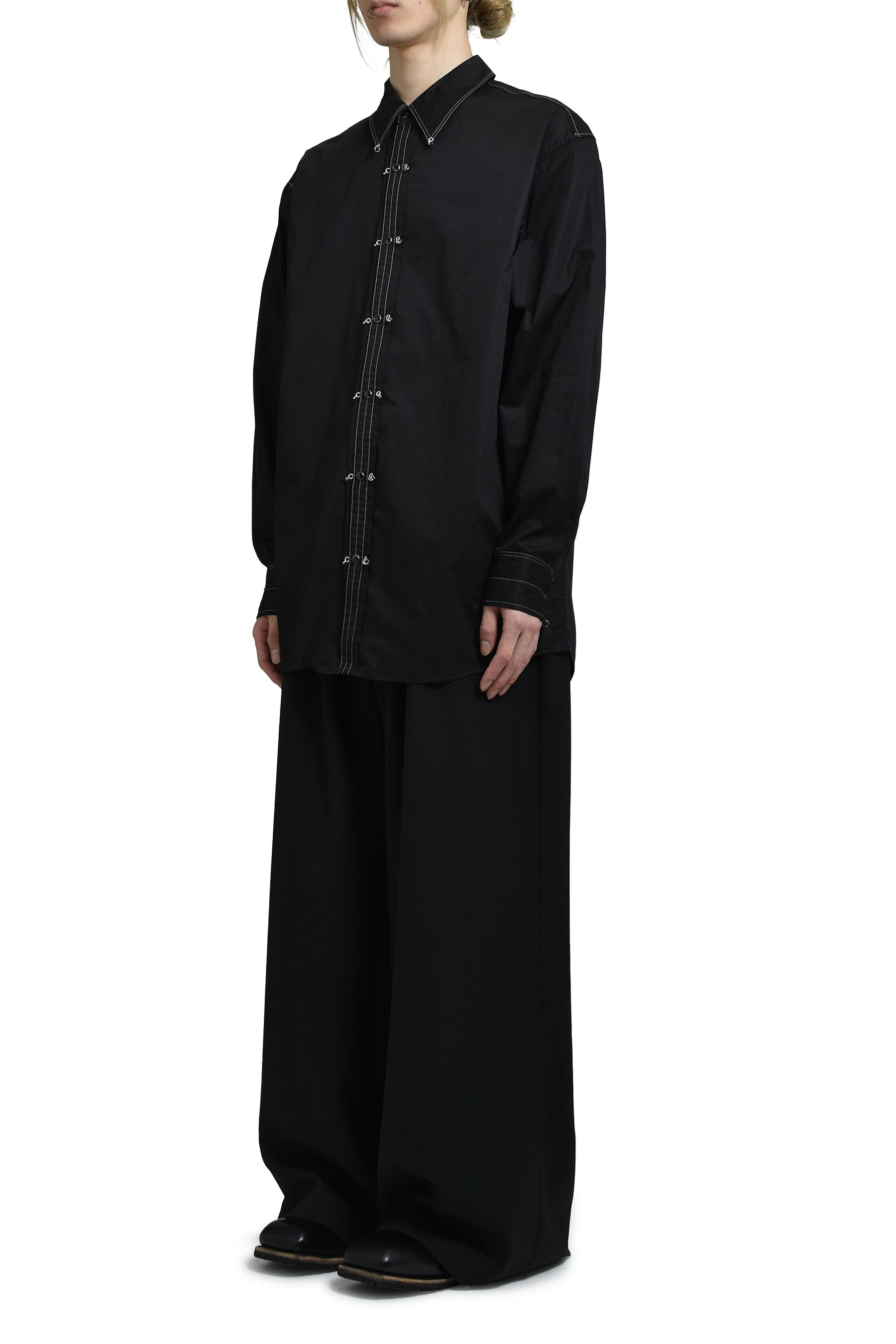 EMBELLISHED METAL SHIRT / BLK - 4