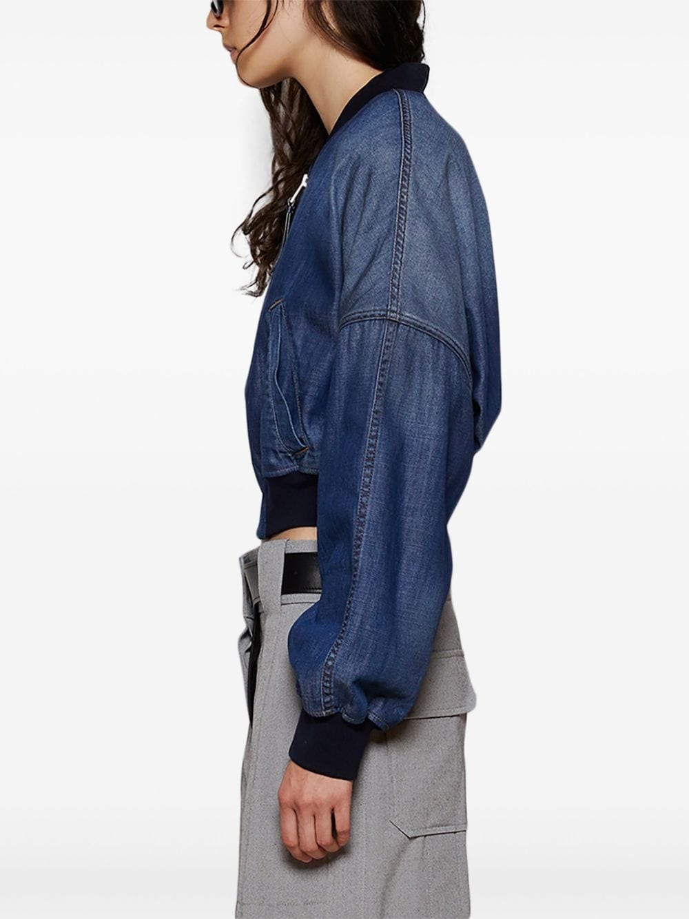 washed denim bomber jacket - 4