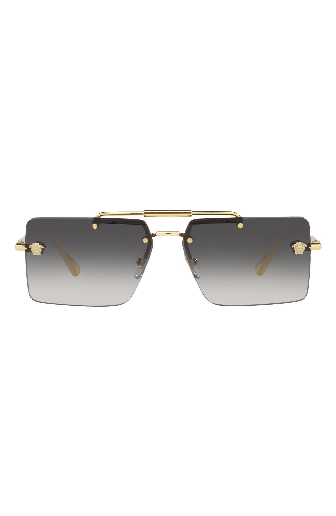 Versace 60mm Gradient Rectangular Sunglasses in Gold/gray at Nordstrom - 1