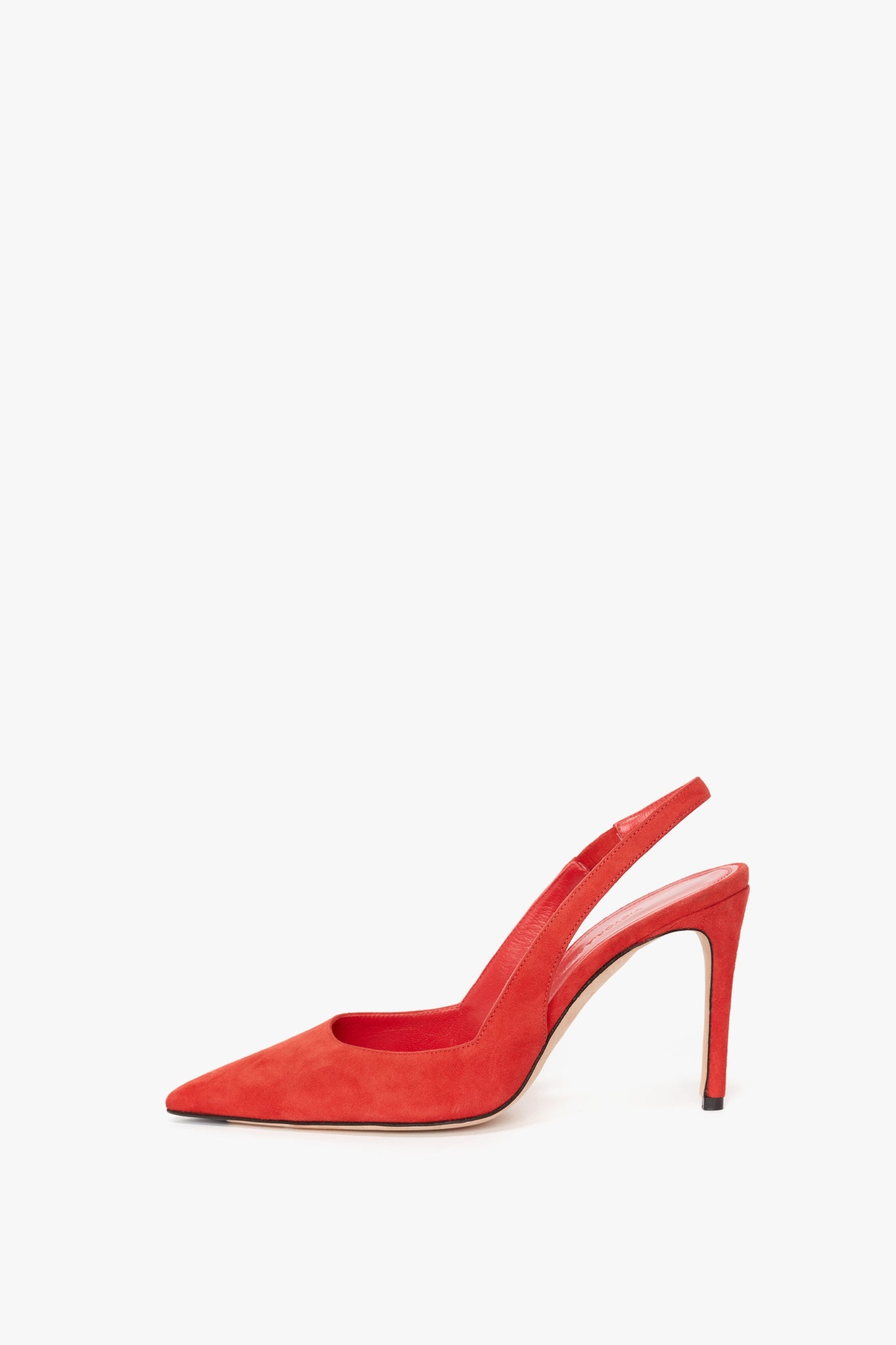 V Cut Slingback Pump in Orange Suede - 1