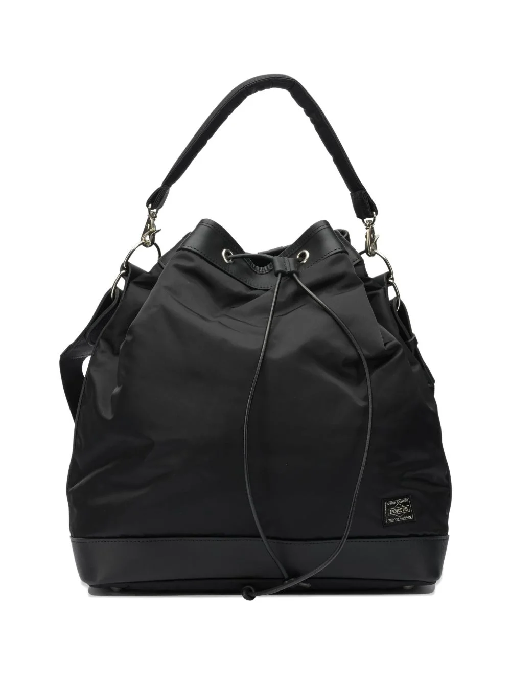 drawstring leather shoulder bag - 1