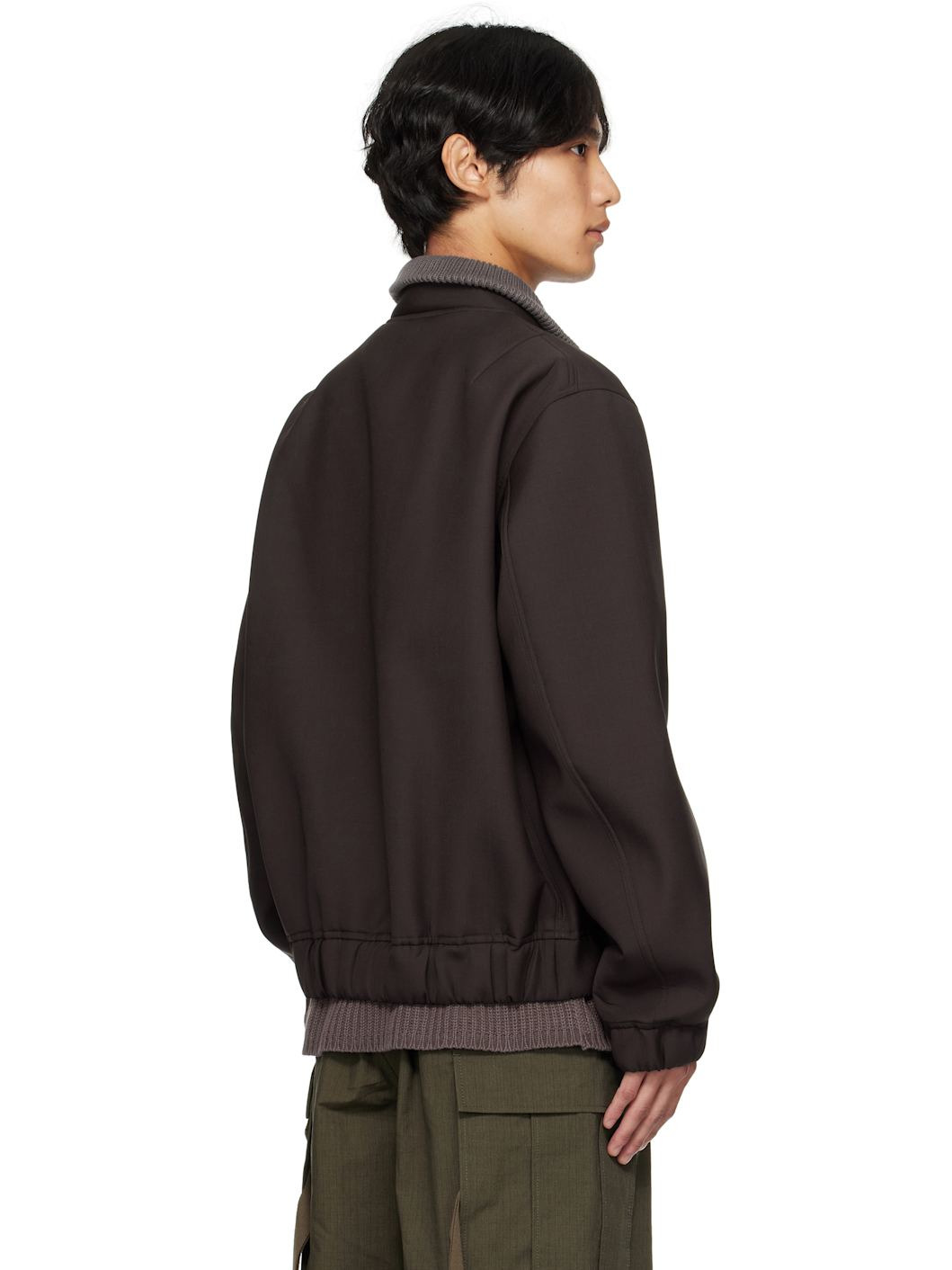 Brown Suiting Blouson Bomber Jacket - 3