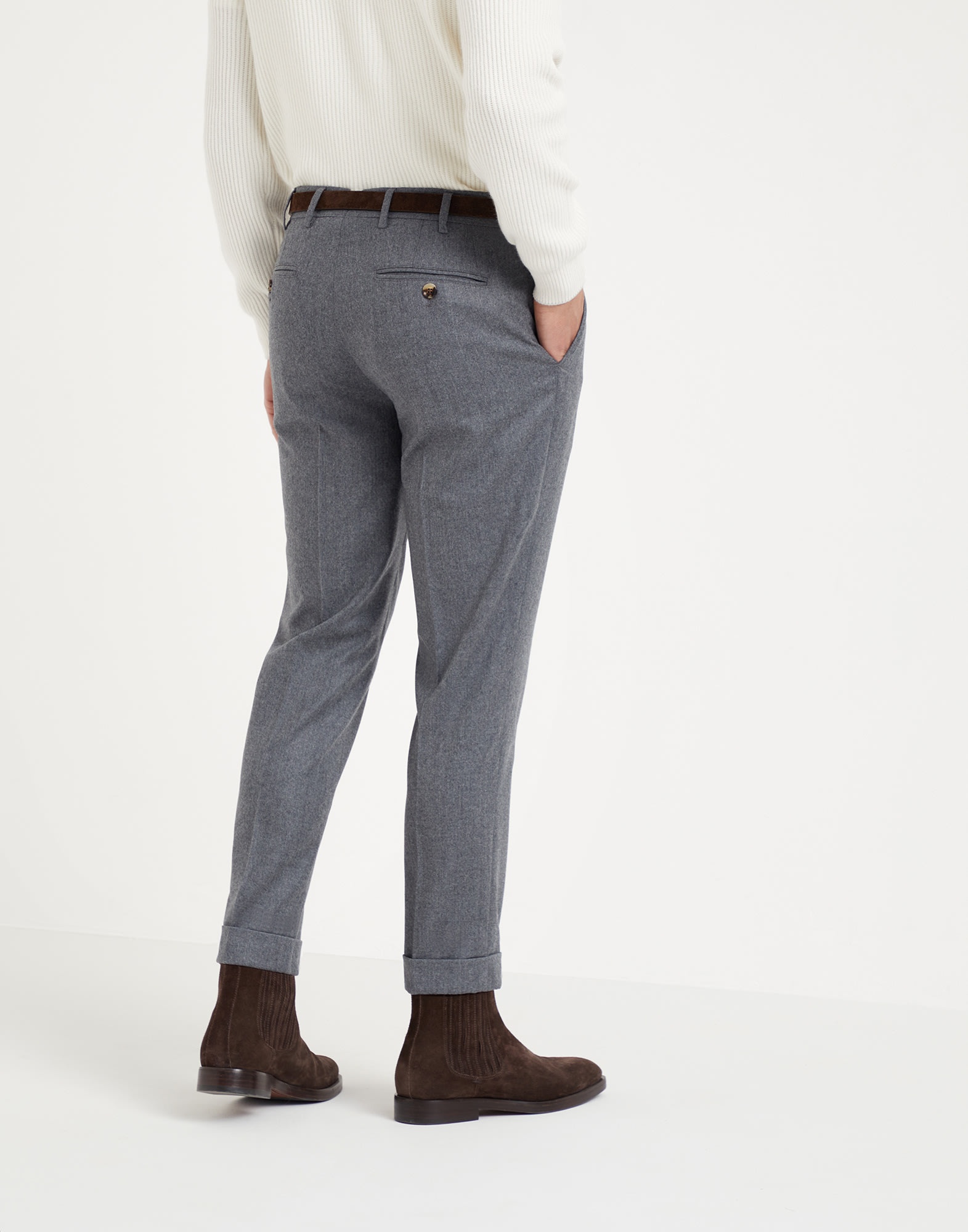 Virgin wool flannel Italian fit trousers - 2