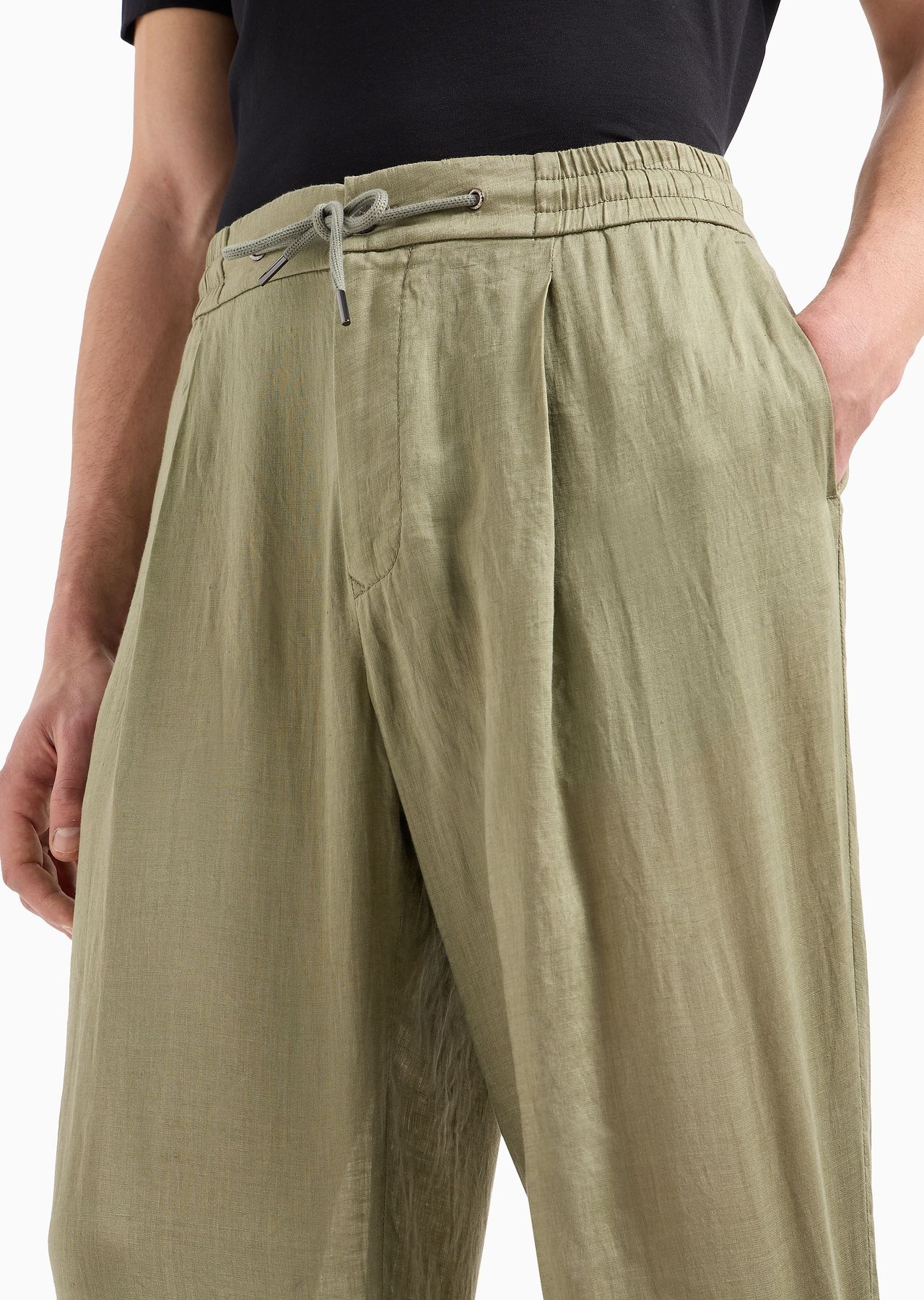 Single-pleat, linen-canvas trousers - 8