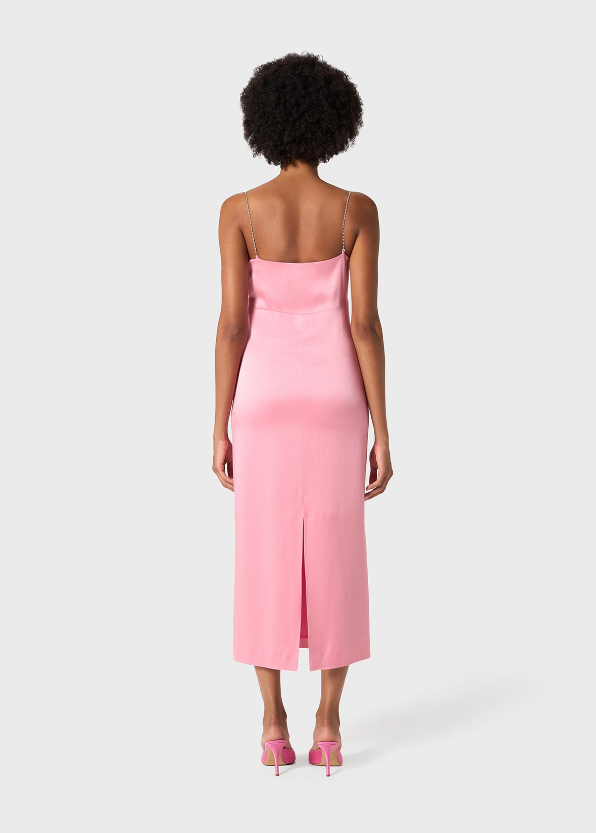 MIDI DRESS IN SATIN WITH RHINESTONE DETAILS - 4